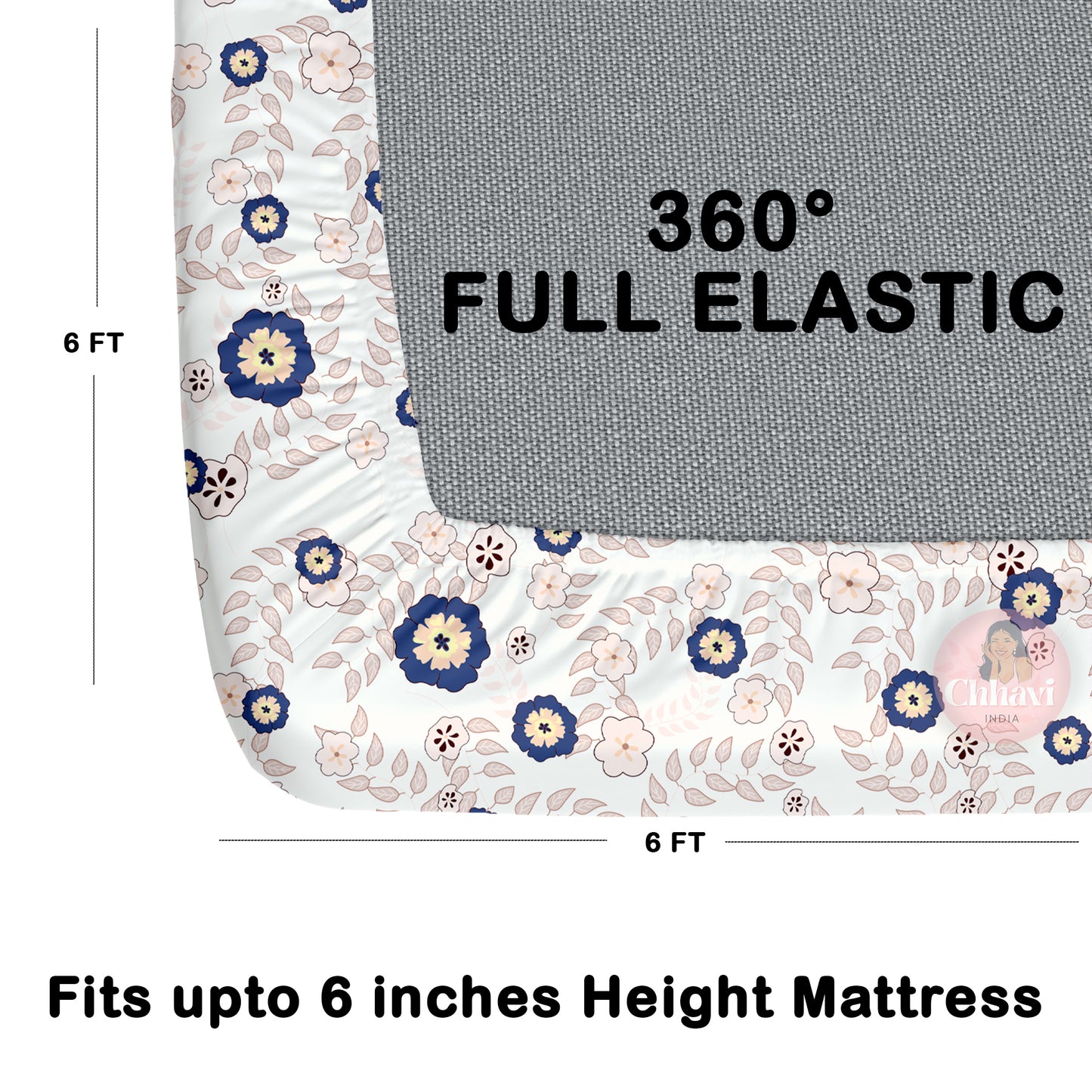 CHHAVI INDIA 210 TC Microfiber Waterproof Printed Fitted (Elastic) Bedsheet