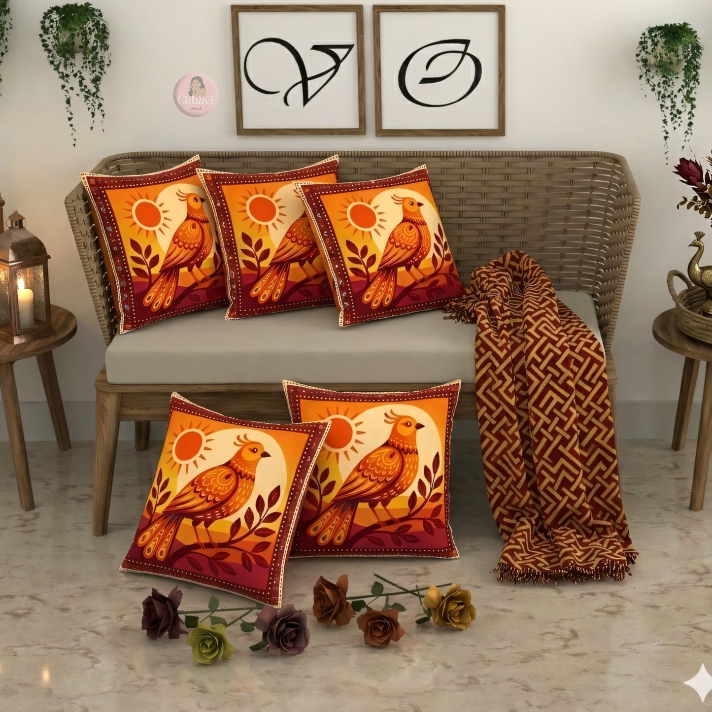 CHHAVI INDIA Microfiber Cushions Cover Pack of 5