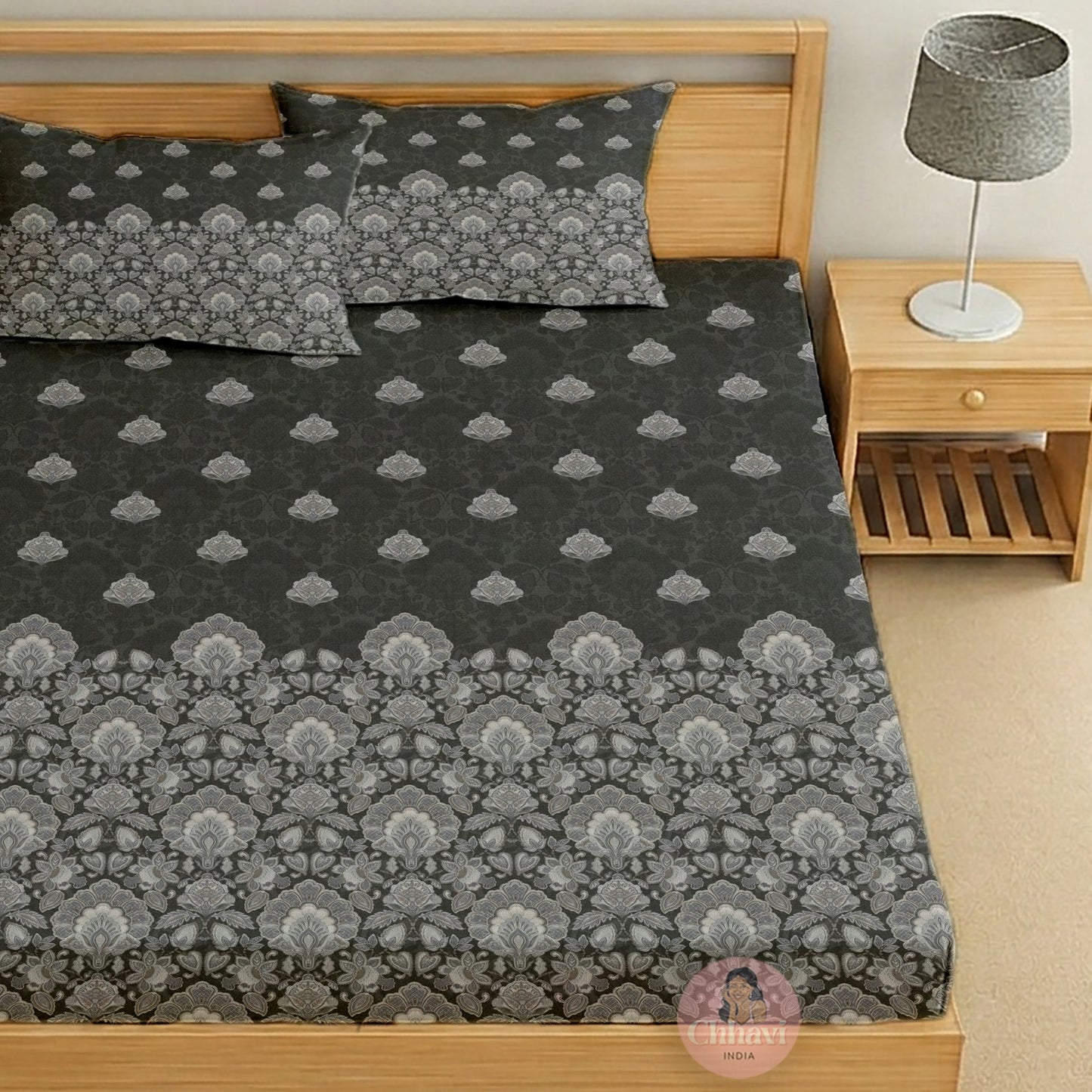 CHHAVI INDIA 210 TC Microfiber Printed King Size Bedsheet With 2 Pillow Covers