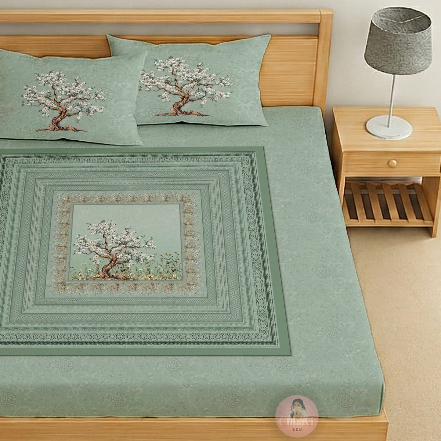 CHHAVI INDIA 210 TC Microfiber Printed King Size Bedsheet With 2 Pillow Covers