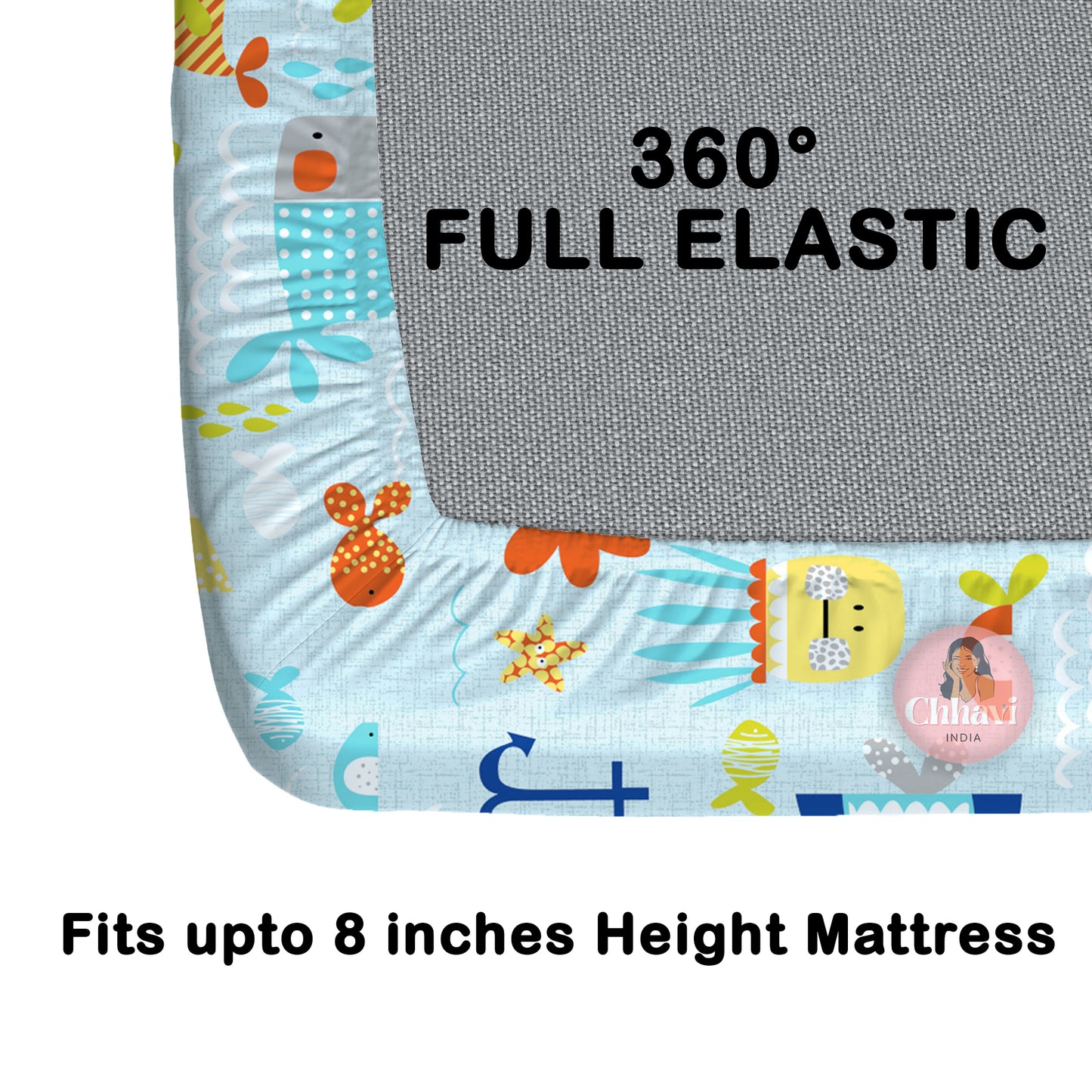 CHHAVI INDIA 210 TC Microfiber Waterproof Printed Fitted (Elastic) Bedsheet