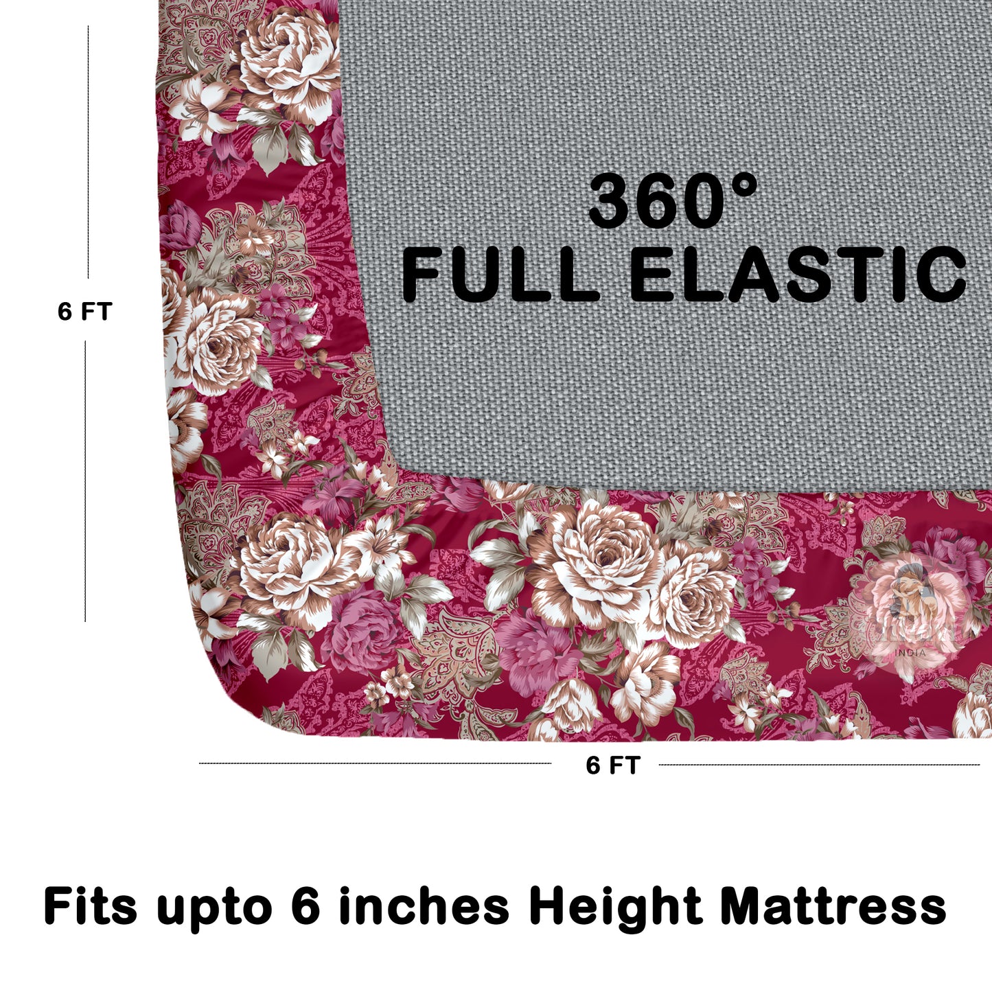 CHHAVI INDIA 210 TC Microfiber Waterproof Printed Fitted (Elastic) Bedsheet