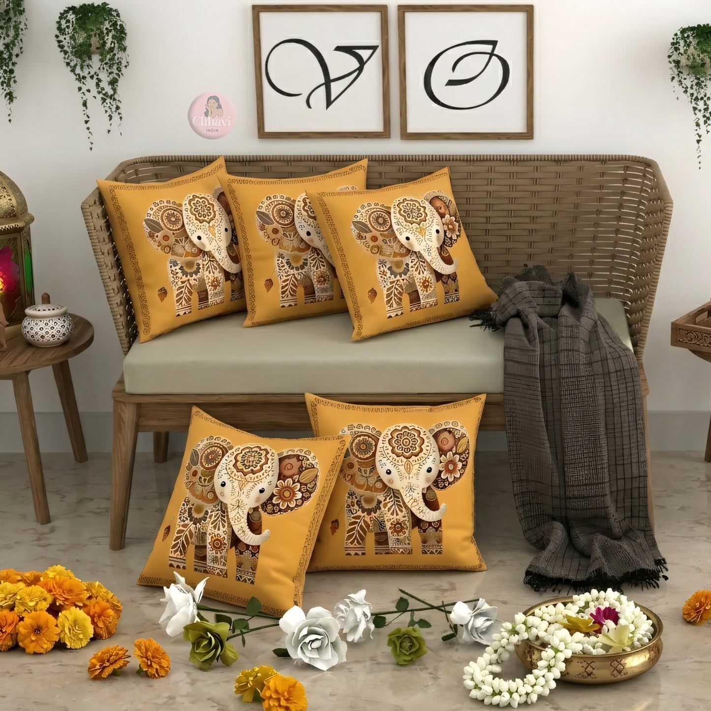 CHHAVI INDIA Microfiber Cushions Cover Pack of 5