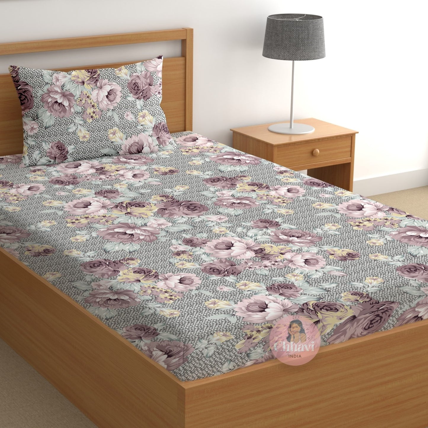 CHHAVI INDIA 180 TC Microfiber Printed Single Bedsheet With 1 Pillow Cover