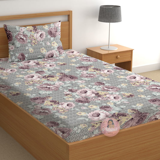 CHHAVI INDIA 180 TC Microfiber Printed Single Bedsheet With 1 Pillow Cover
