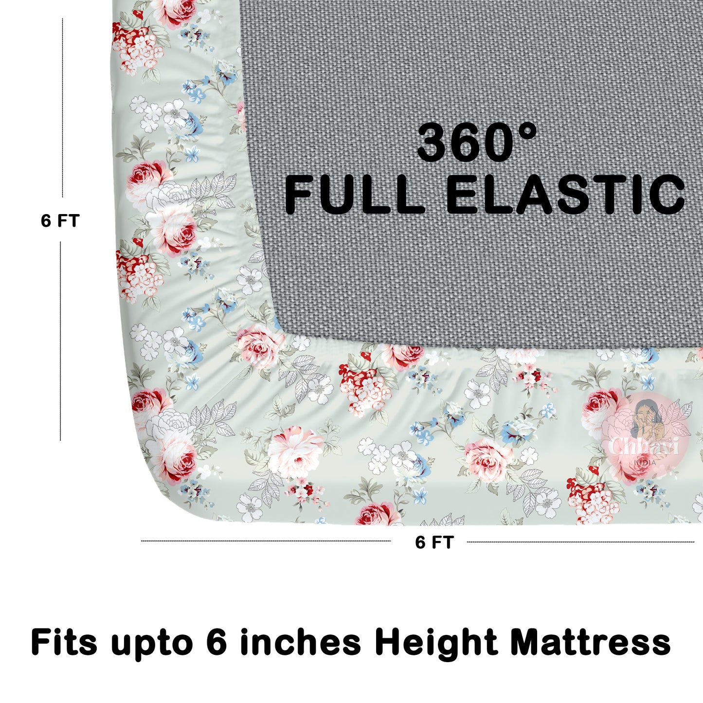 CHHAVI INDIA 210 TC Microfiber Waterproof Printed Fitted (Elastic) Bedsheet