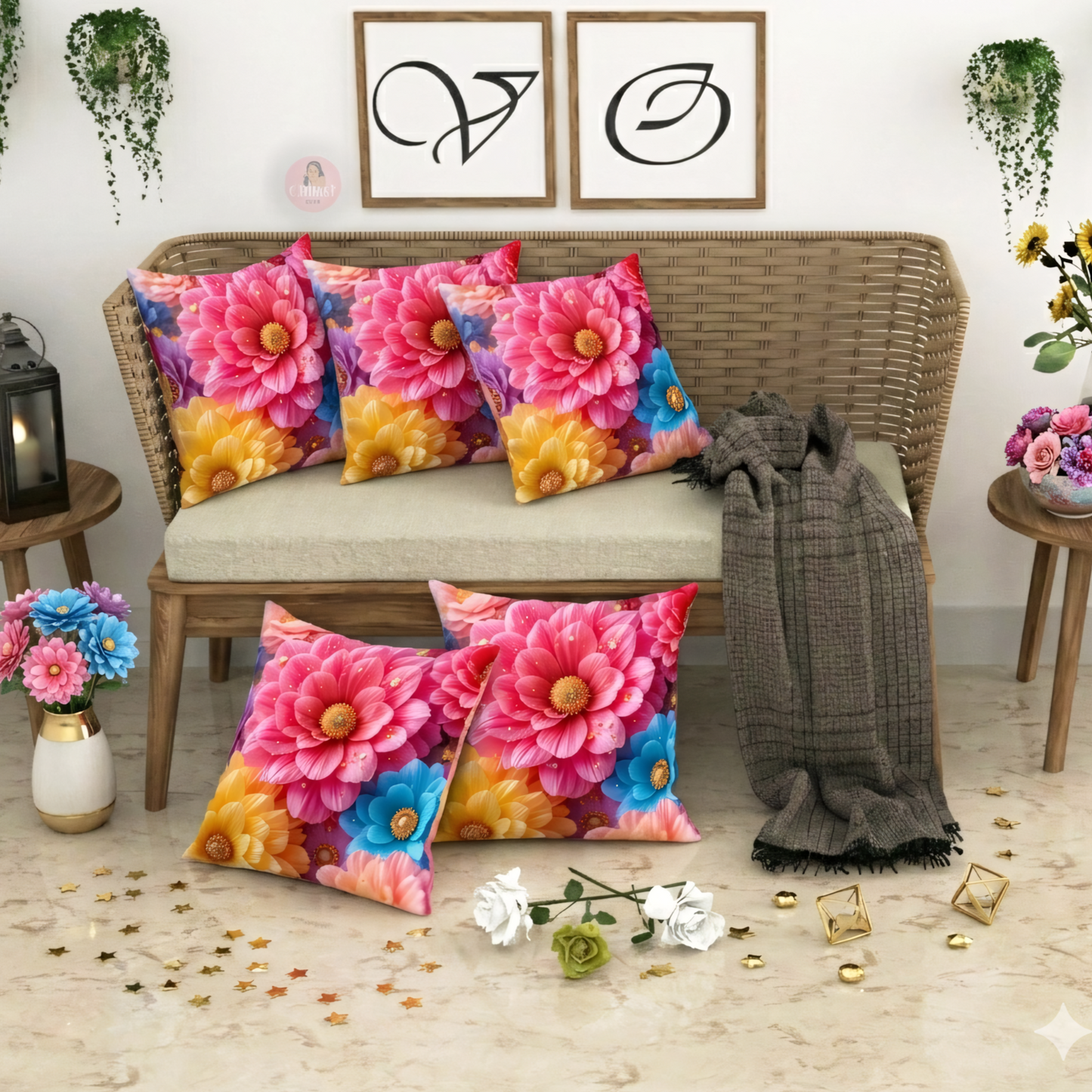CHHAVI INDIA Microfiber Cushions Cover Pack of 5