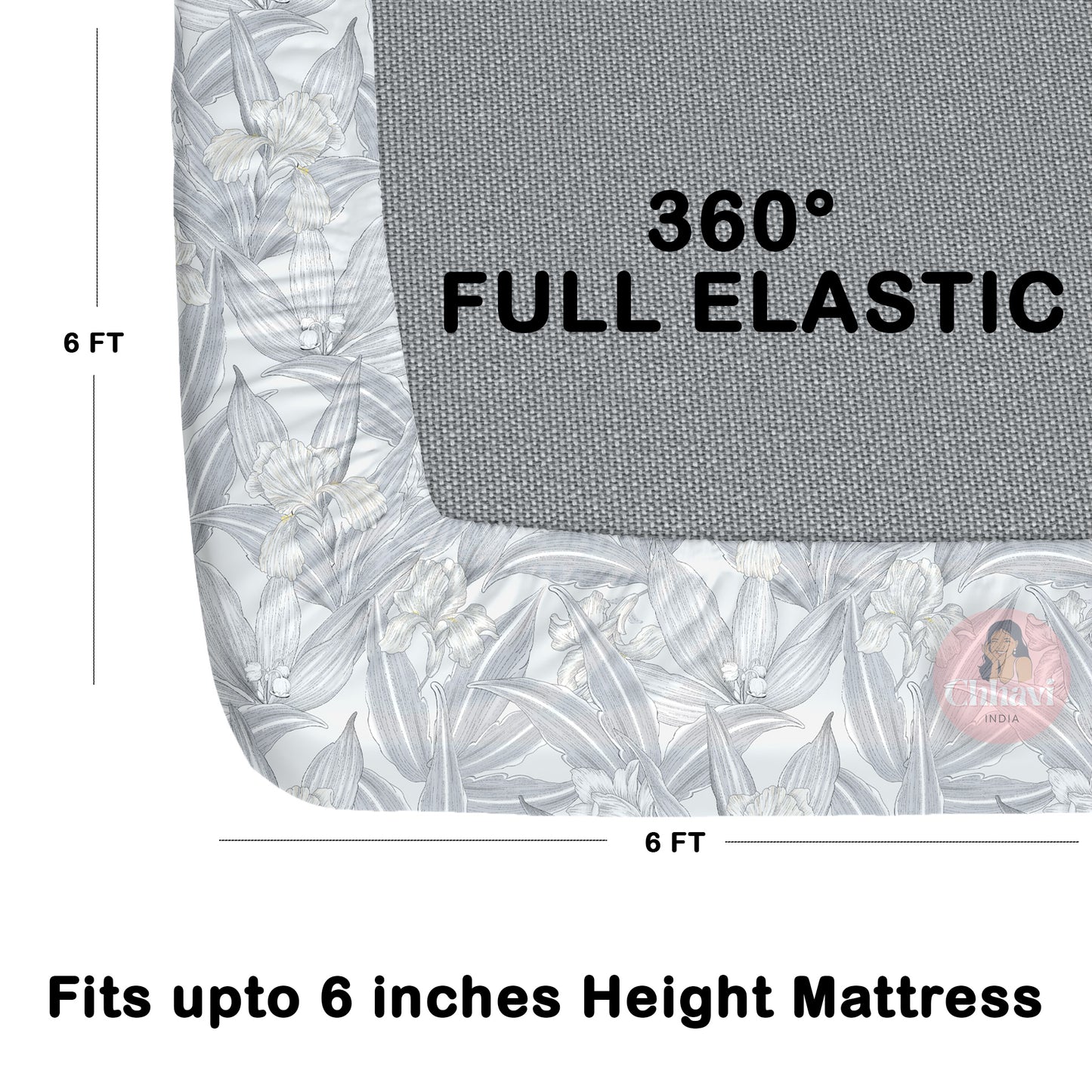 CHHAVI INDIA 210 TC Microfiber Waterproof Printed Fitted (Elastic) Bedsheet