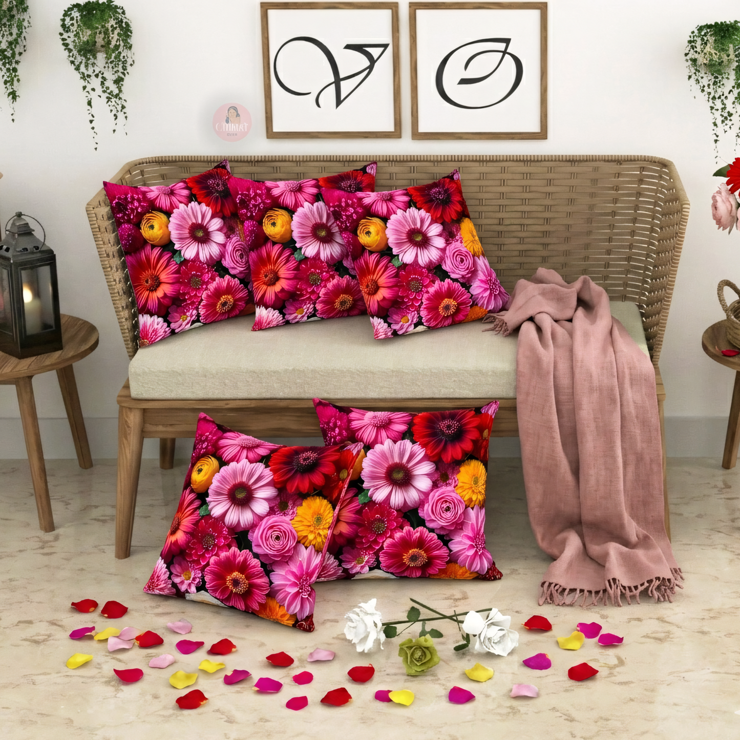 CHHAVI INDIA Microfiber Cushions Cover Pack of 5