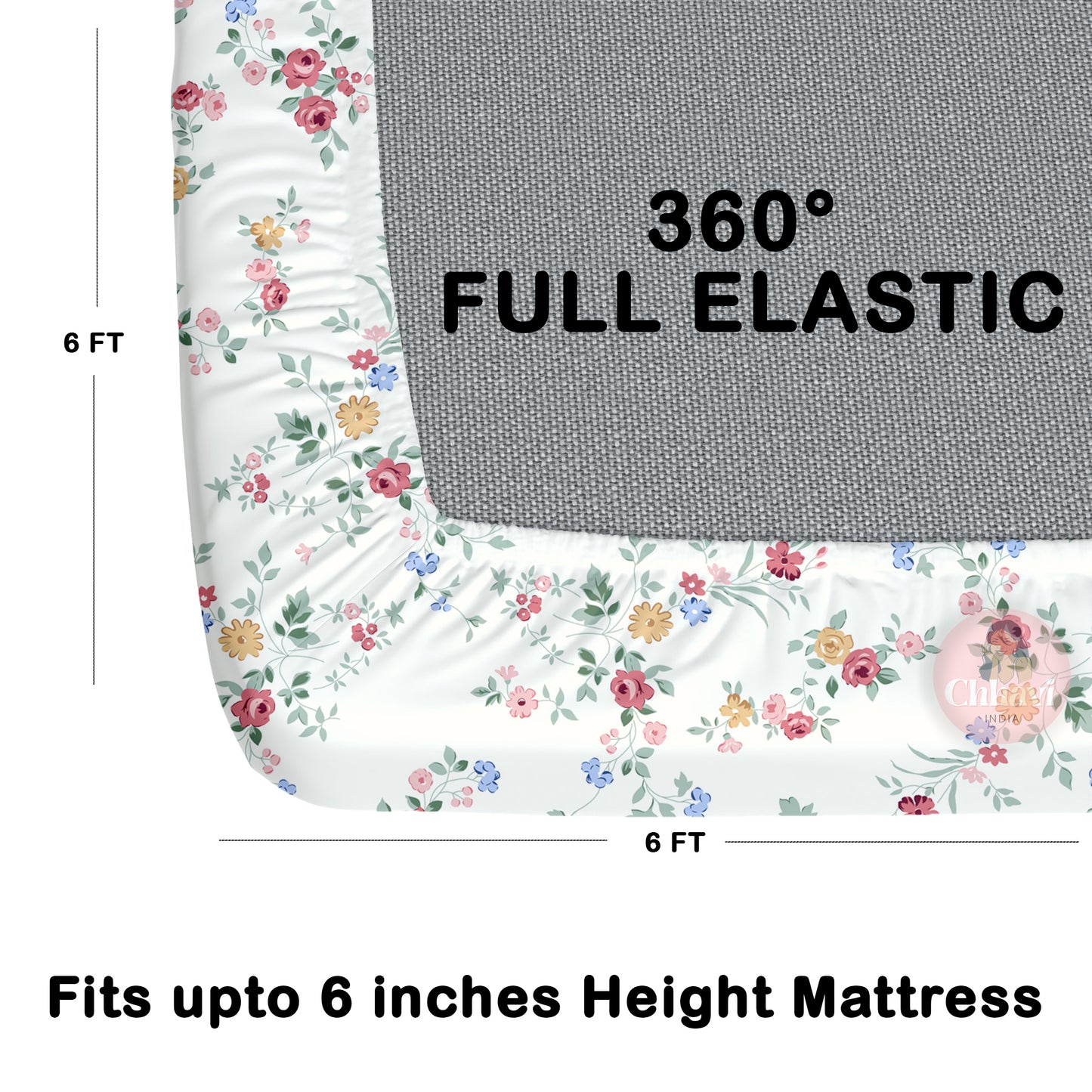 CHHAVI INDIA 210 TC Microfiber Waterproof Printed Fitted (Elastic) Bedsheet