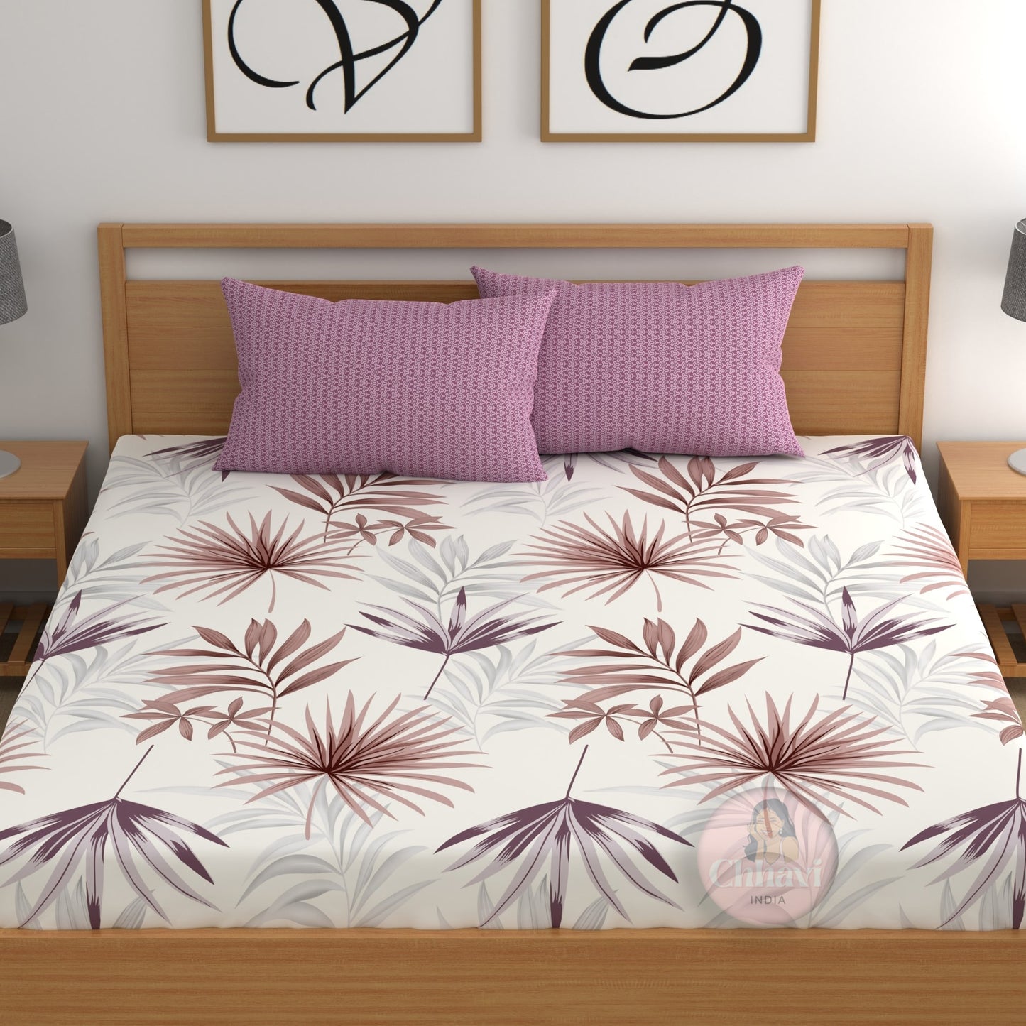 CHHAVI INDIA 210 TC Microfiber Double Fitted  Size Printed Bedsheet