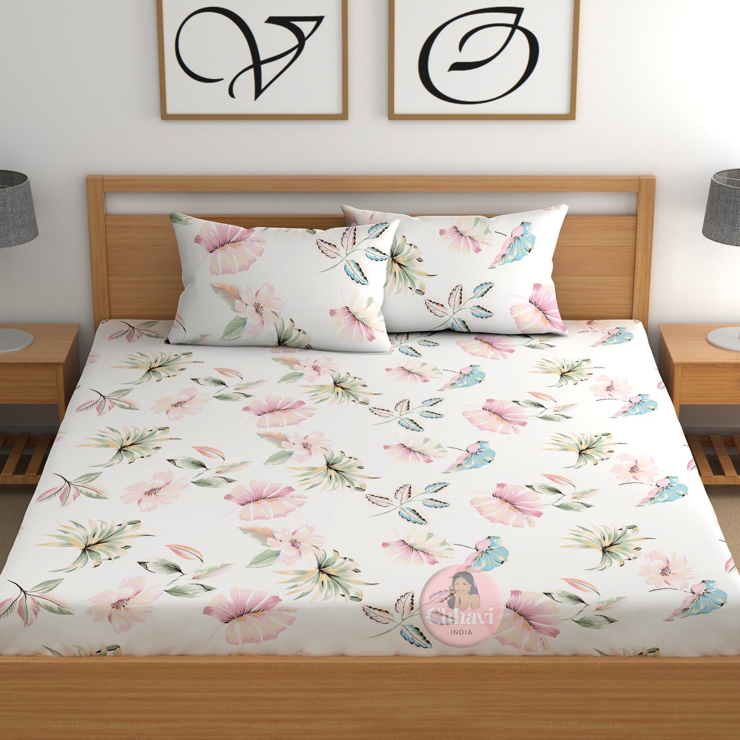 CHHAVI INDIA 210 TC Microfiber Printed Double Bedsheet With 2 Pillow Covers