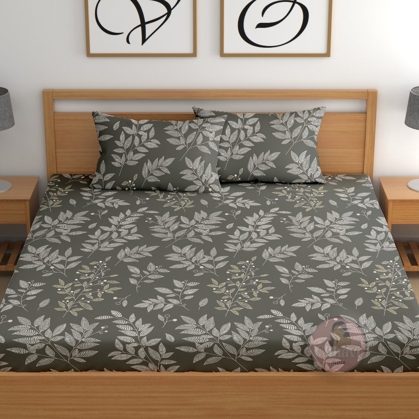 CHHAVI INDIA 210 TC Microfiber Fitted Double Size Printed Bedsheet With 2 Pillow covers