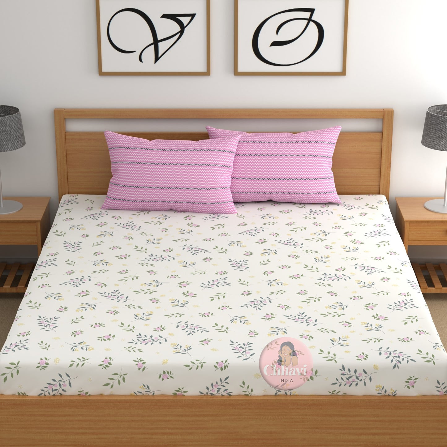 CHHAVI INDIA 210 TC Microfiber Printed King Size Bedsheet With Pillow Covers