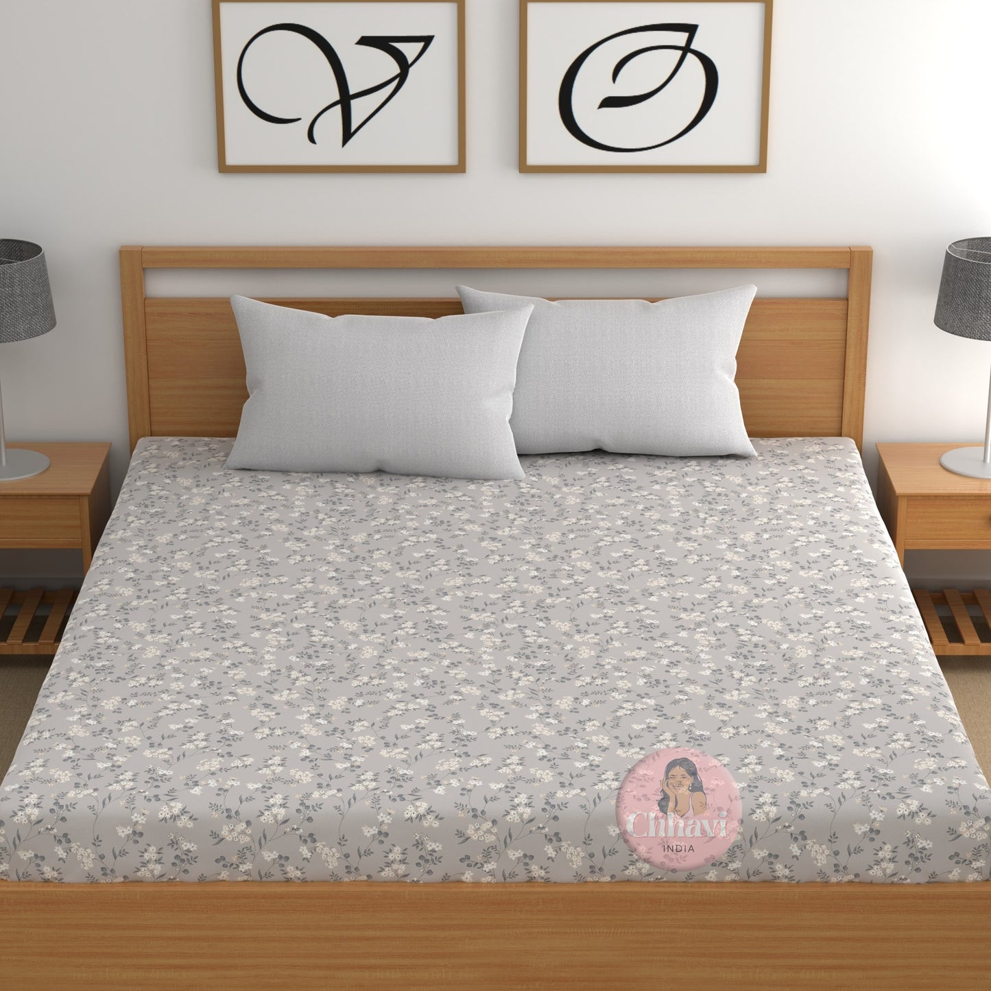 CHHAVI INDIA 210 TC Microfiber Double Fitted  Size Printed Bedsheet