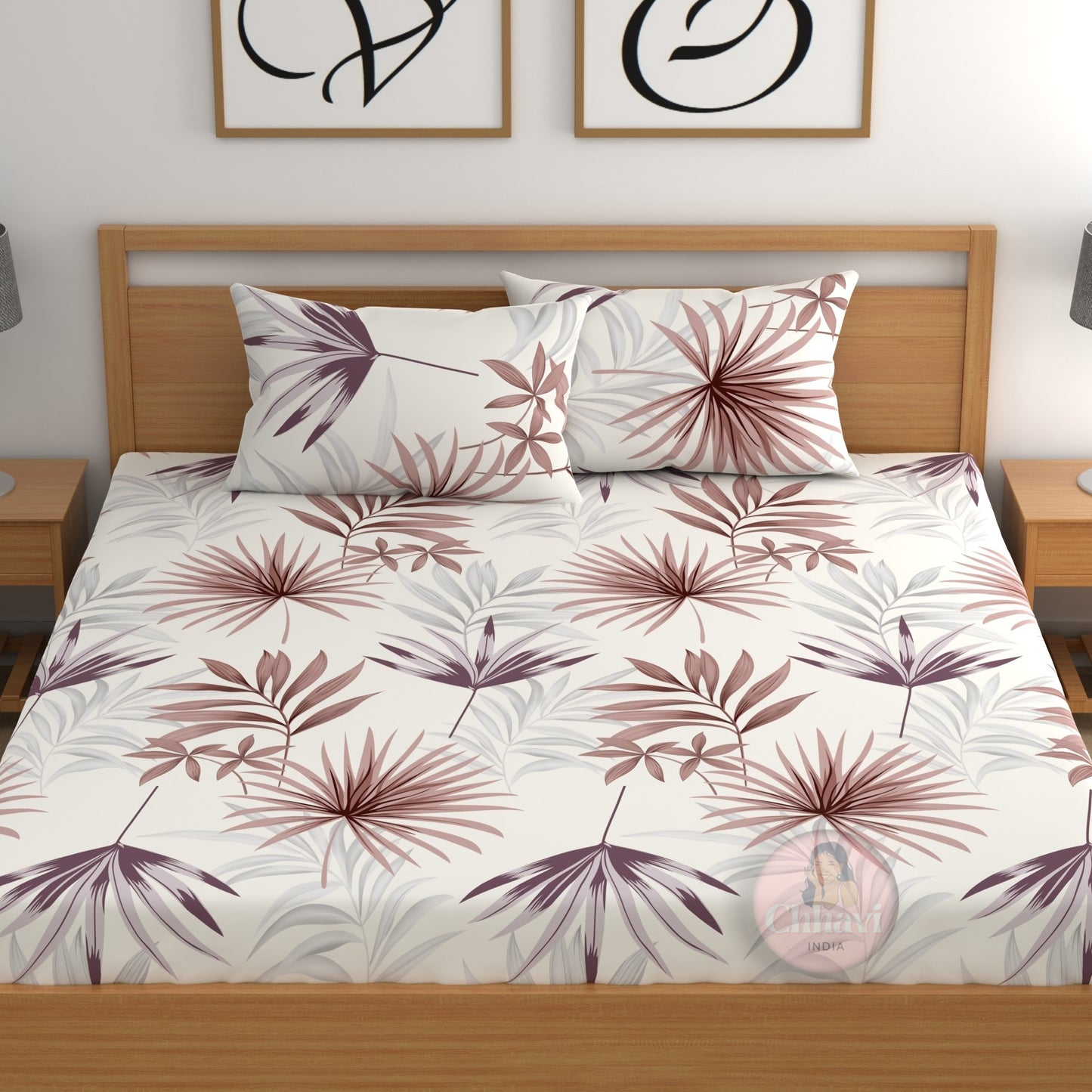 CHHAVI INDIA 210 TC Microfiber Fitted Double Size Printed Bedsheet With 2 Pillow covers