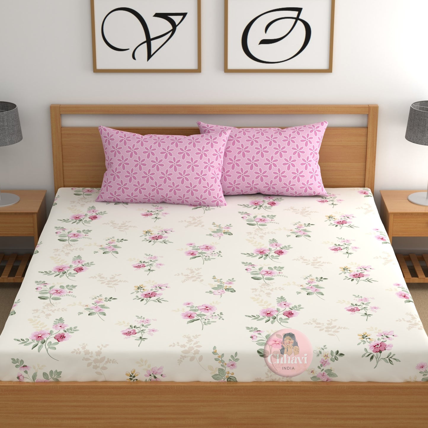 CHHAVI INDIA 210 TC Microfiber Printed King Size Bedsheet With Pillow Covers