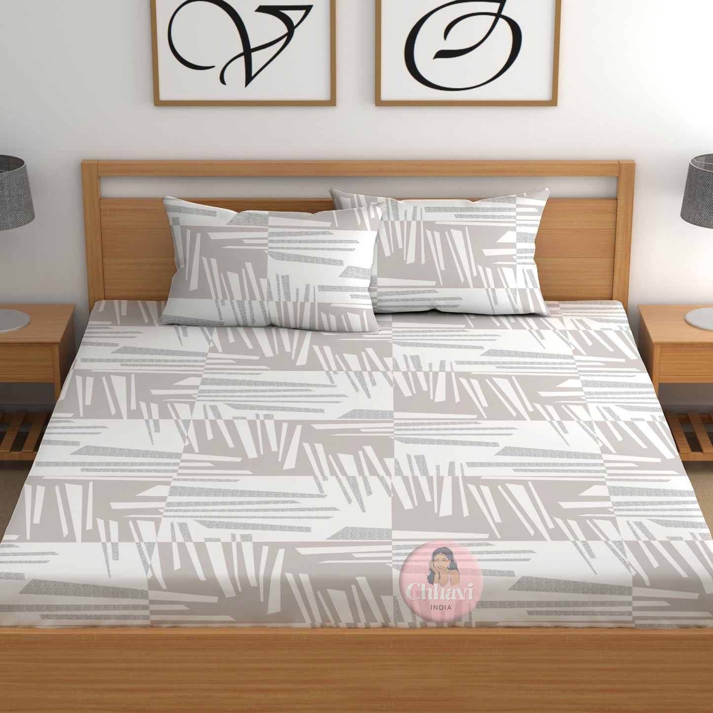 CHHAVI INDIA 210 TC Microfiber Printed Double Bedsheet With 2 Pillow Covers