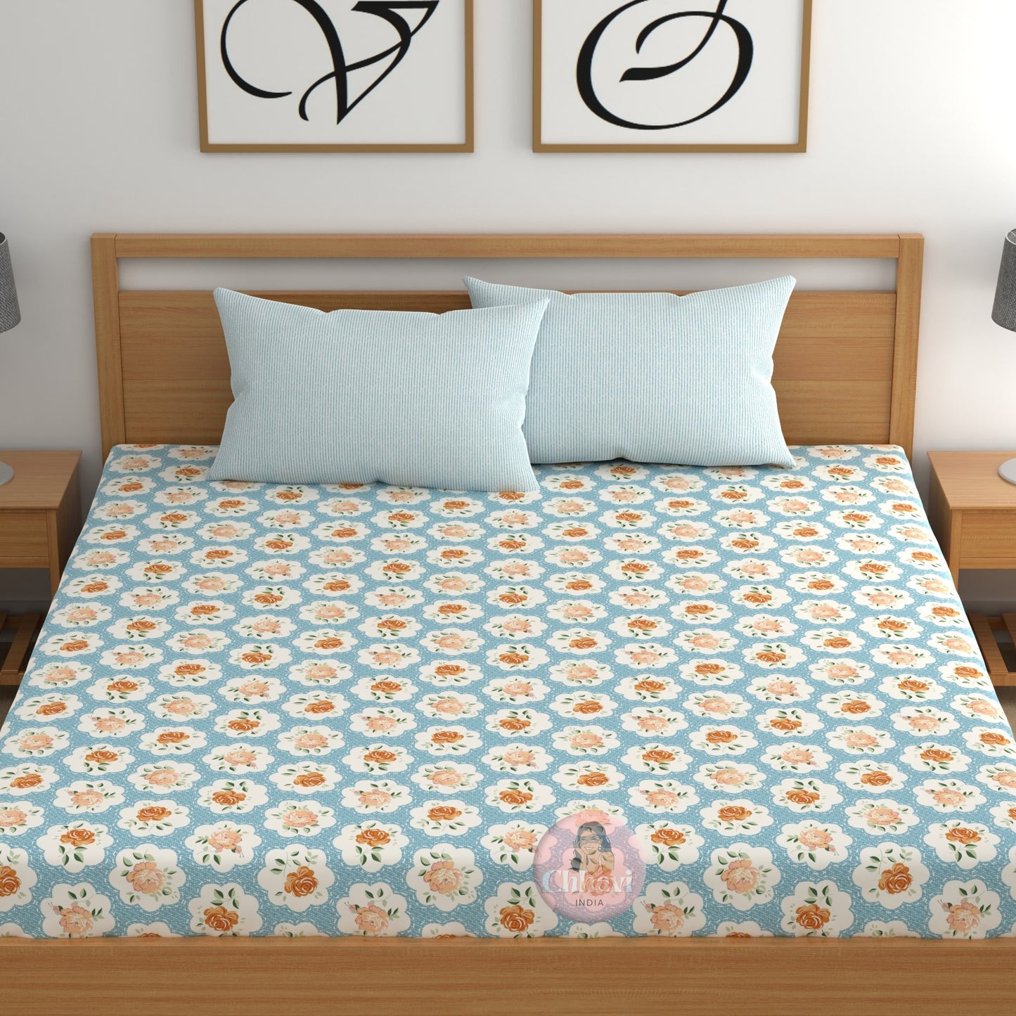 CHHAVI INDIA 210 TC Microfiber Printed Double Bedsheet With Pillow Covers