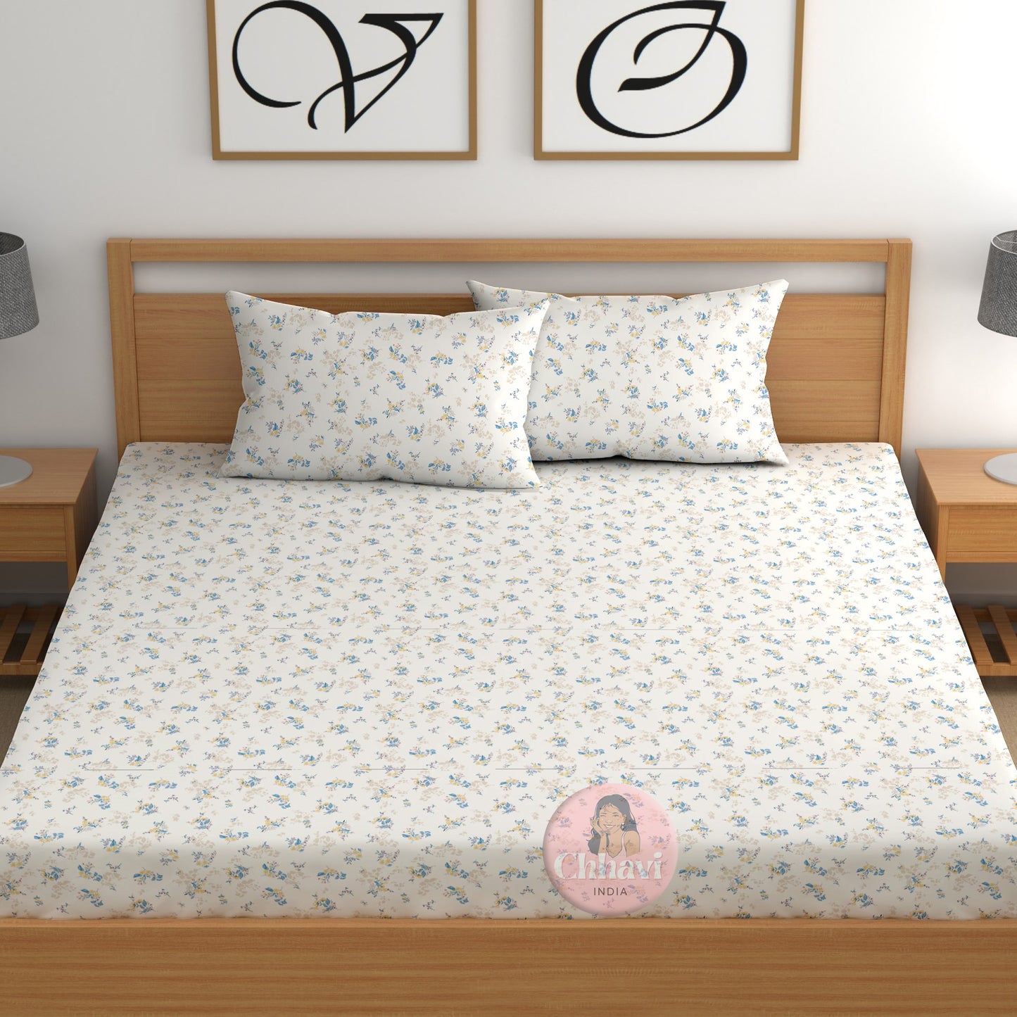 CHHAVI INDIA 210 TC Microfiber Printed Double Bedsheet With 2 Pillow Covers