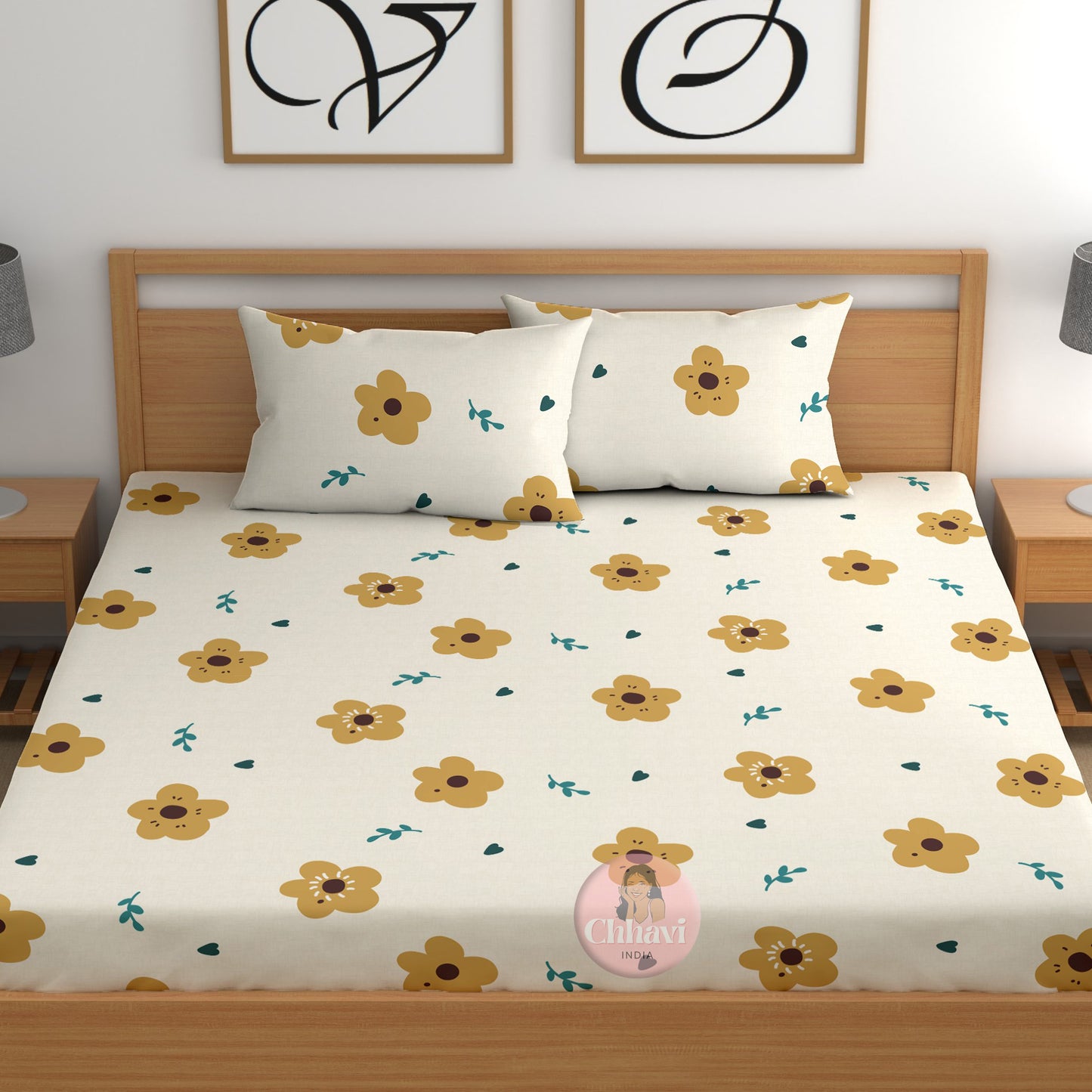 CHHAVI INDIA 210 TC Microfiber Printed Double Bedsheet With 2 Pillow Covers