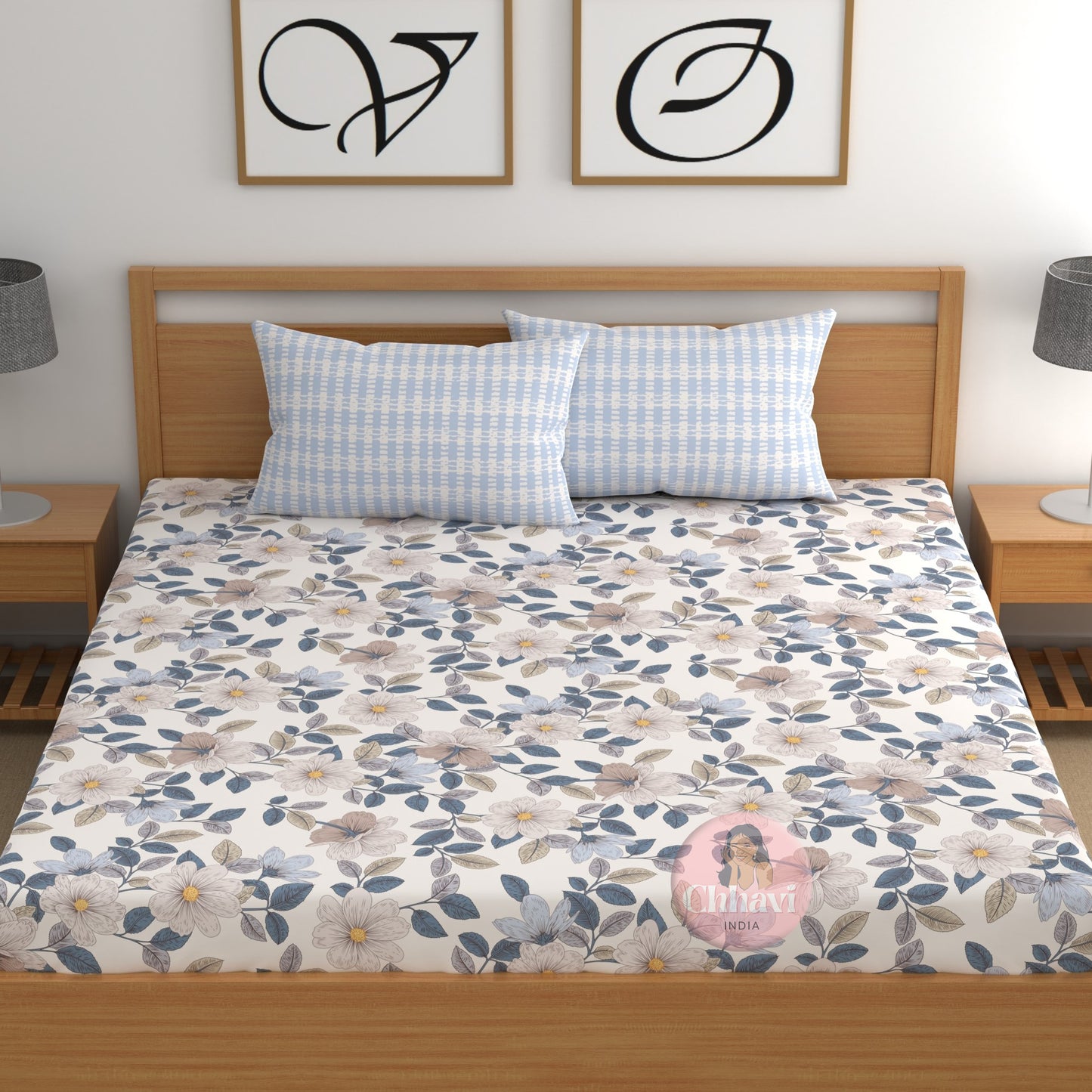 CHHAVI INDIA 210 TC Microfiber Printed Double Bedsheet With Pillow Covers