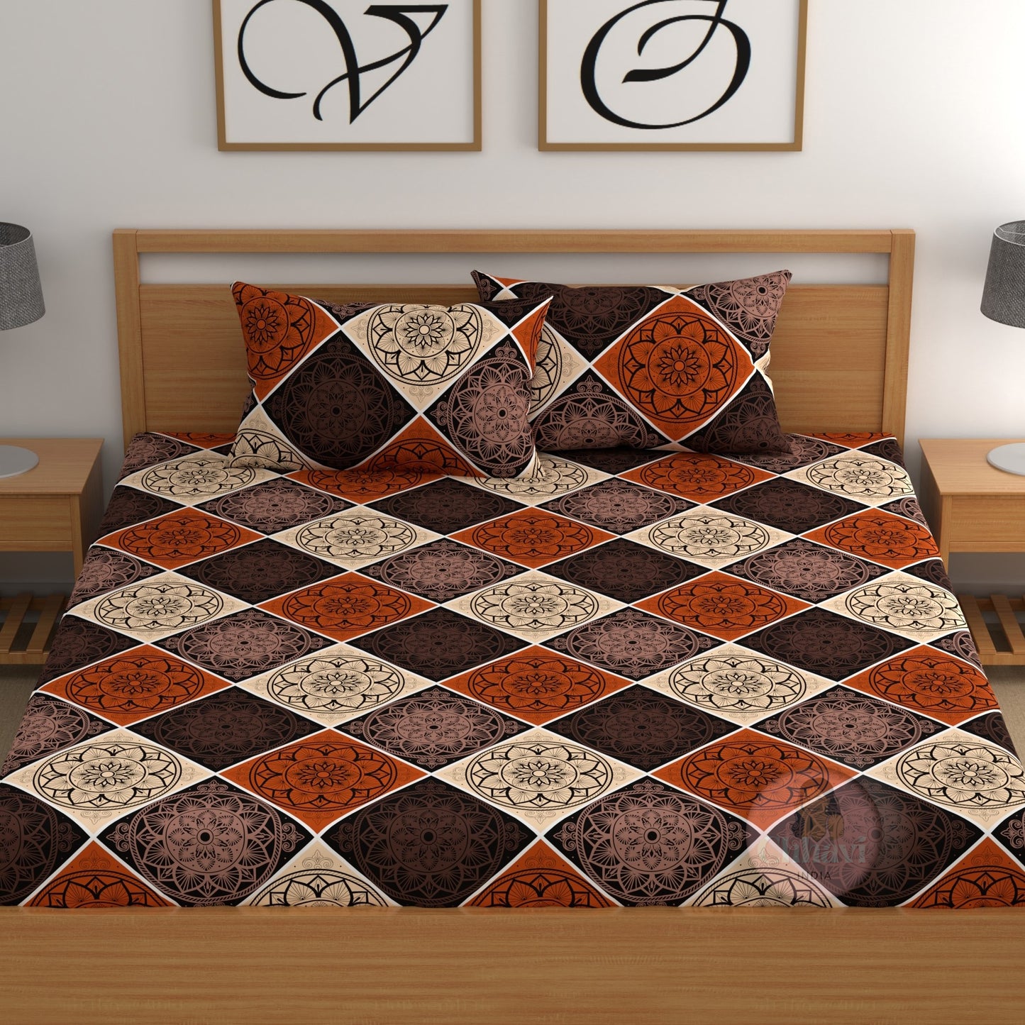 CHHAVI INDIA 210 TC Microfiber Double Fitted  Size Printed Bedsheet