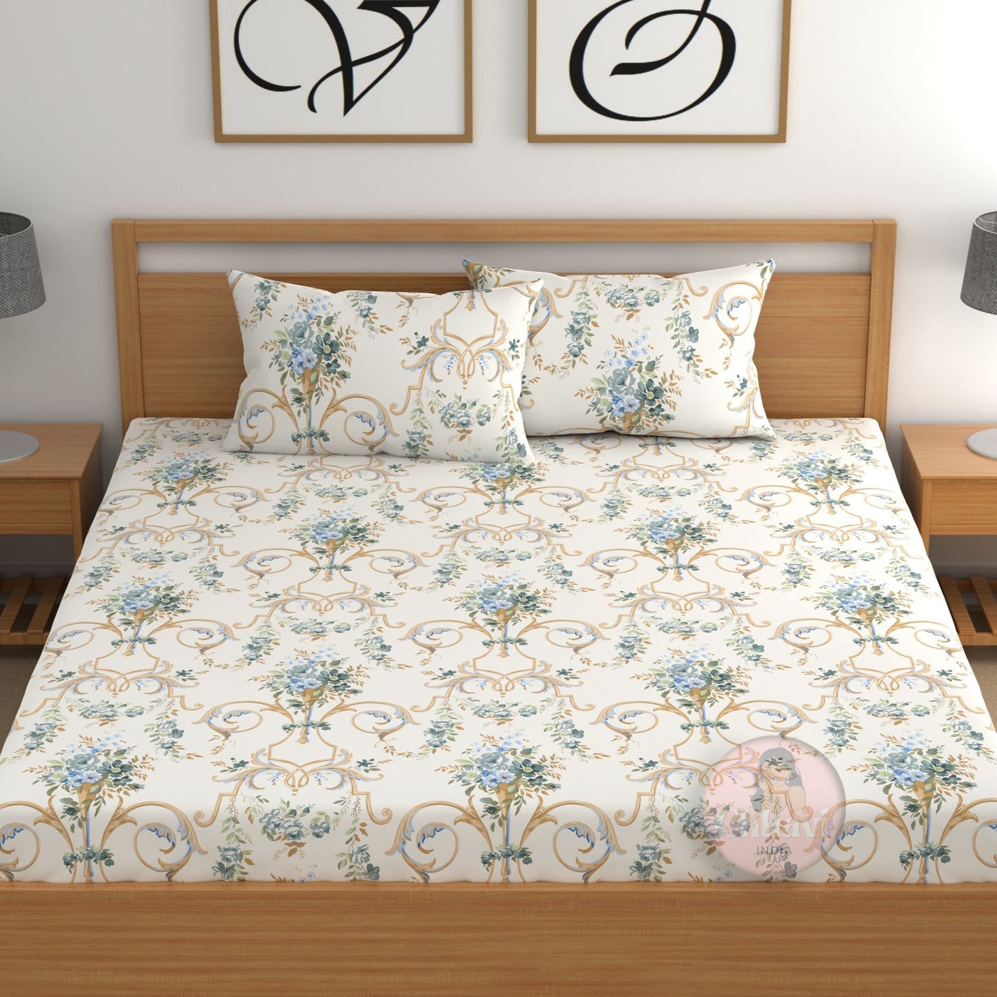 CHHAVI INDIA 210 TC Microfiber Printed King Size Bedsheet With Pillow Covers