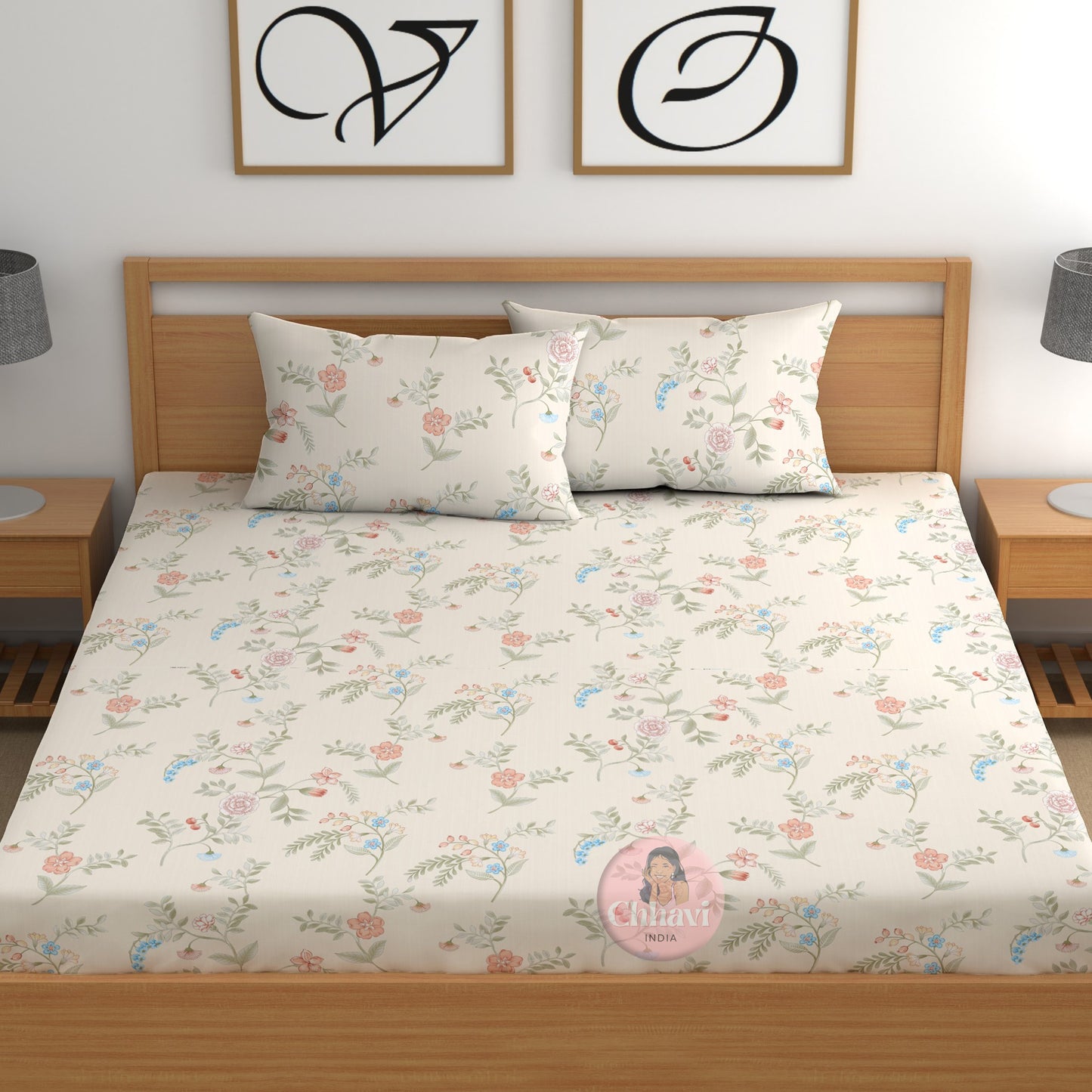 CHHAVI INDIA 210 TC Microfiber Printed King Size Bedsheet With Pillow Covers