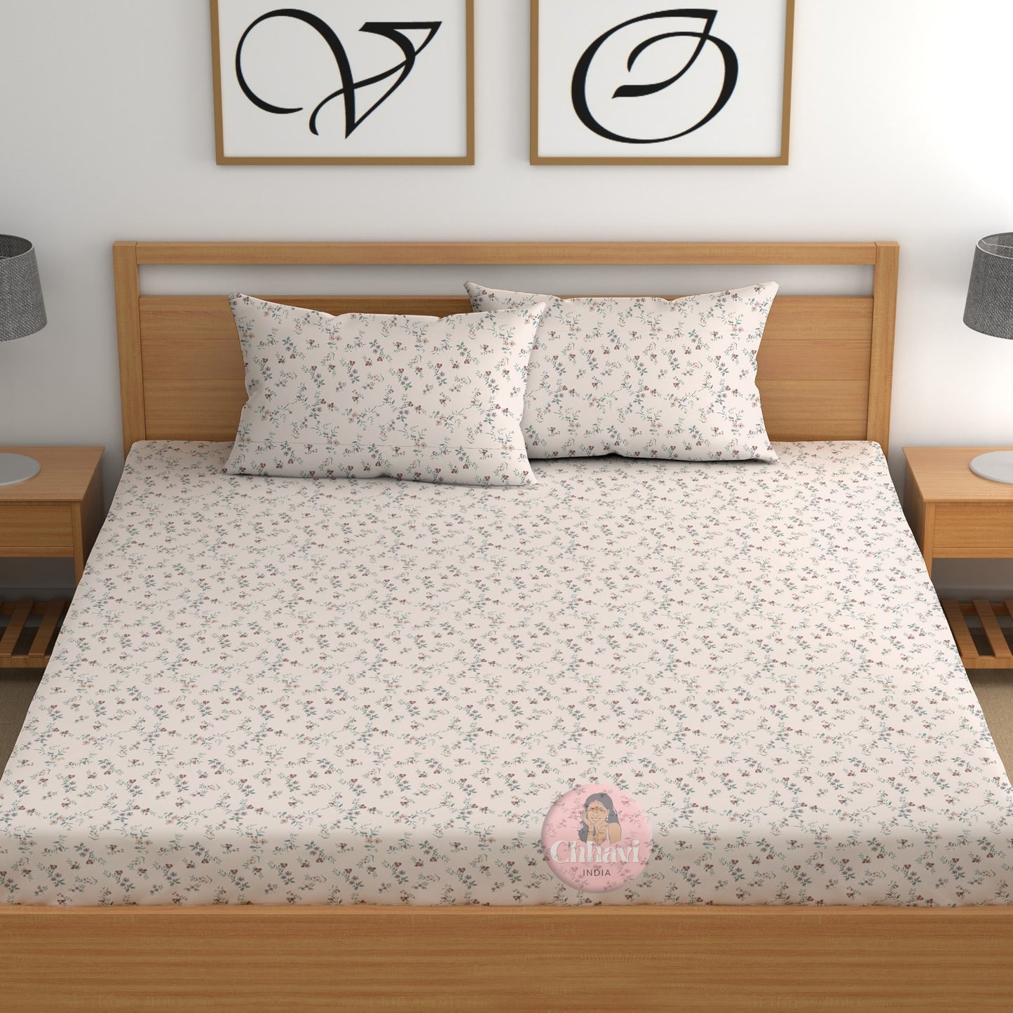 CHHAVI INDIA 210 TC Microfiber Printed Double Bedsheet With 2 Pillow Covers