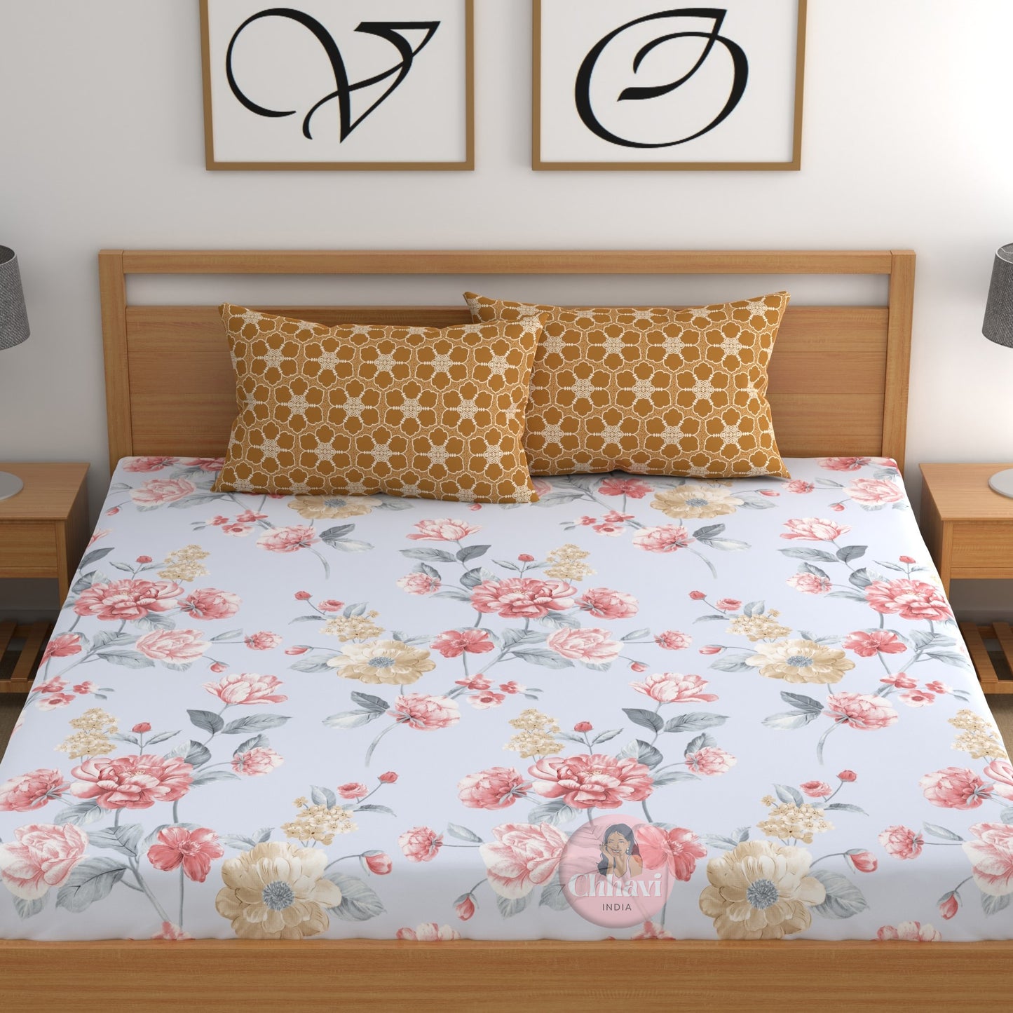 CHHAVI INDIA 210 TC Microfiber Printed Double Bedsheet With Pillow Covers