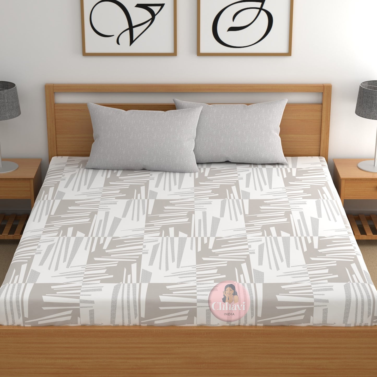 CHHAVI INDIA 210 TC Microfiber Double Fitted  Size Printed Bedsheet