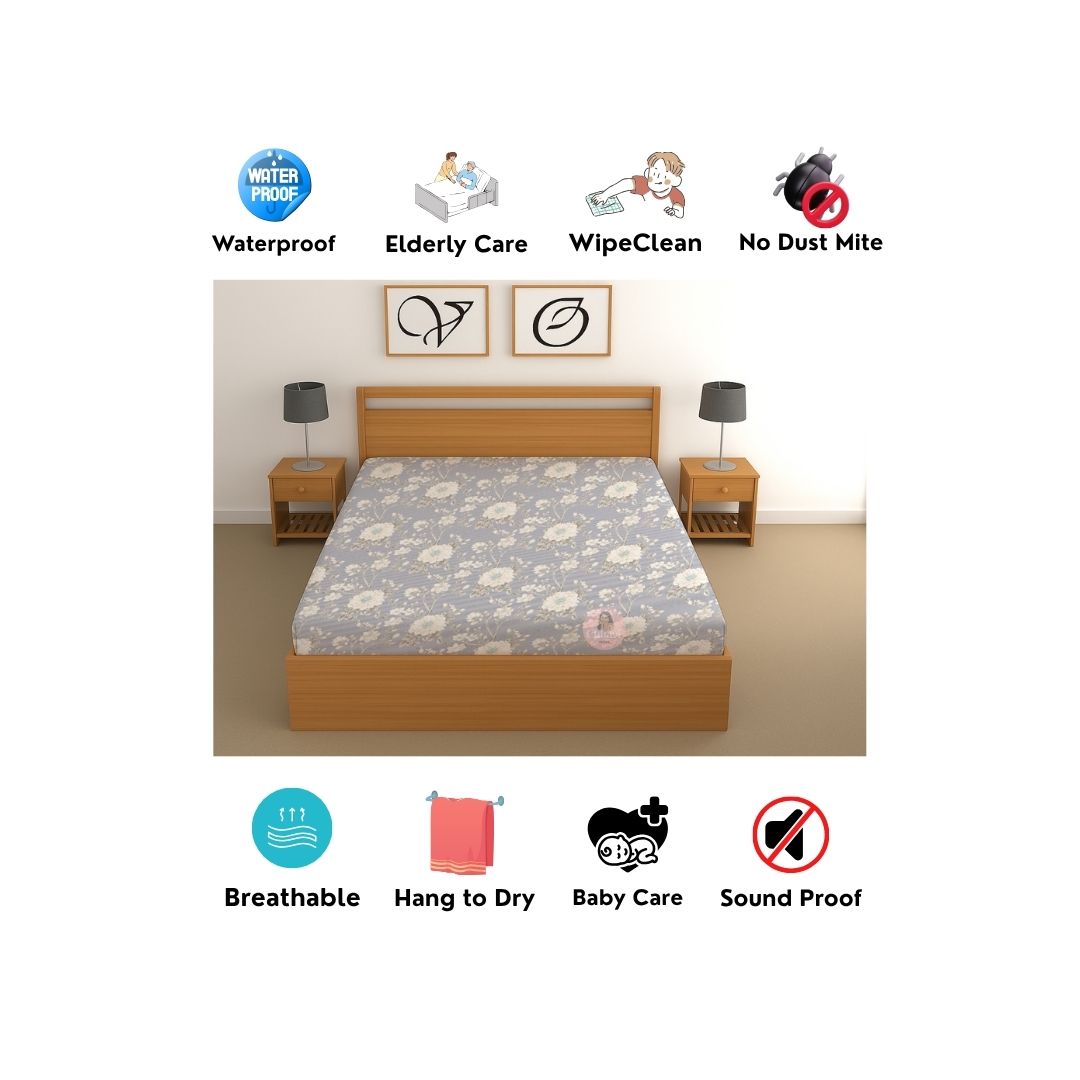 CHHAVI INDIA 210 TC Microfiber Waterproof Printed Fitted (Elastic) Bedsheet