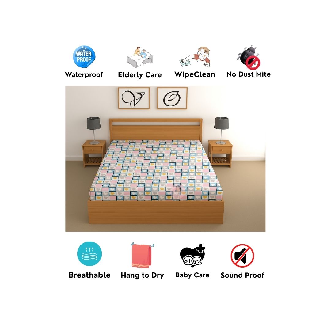 CHHAVI INDIA 210 TC Microfiber Waterproof Printed Fitted (Elastic) Bedsheet