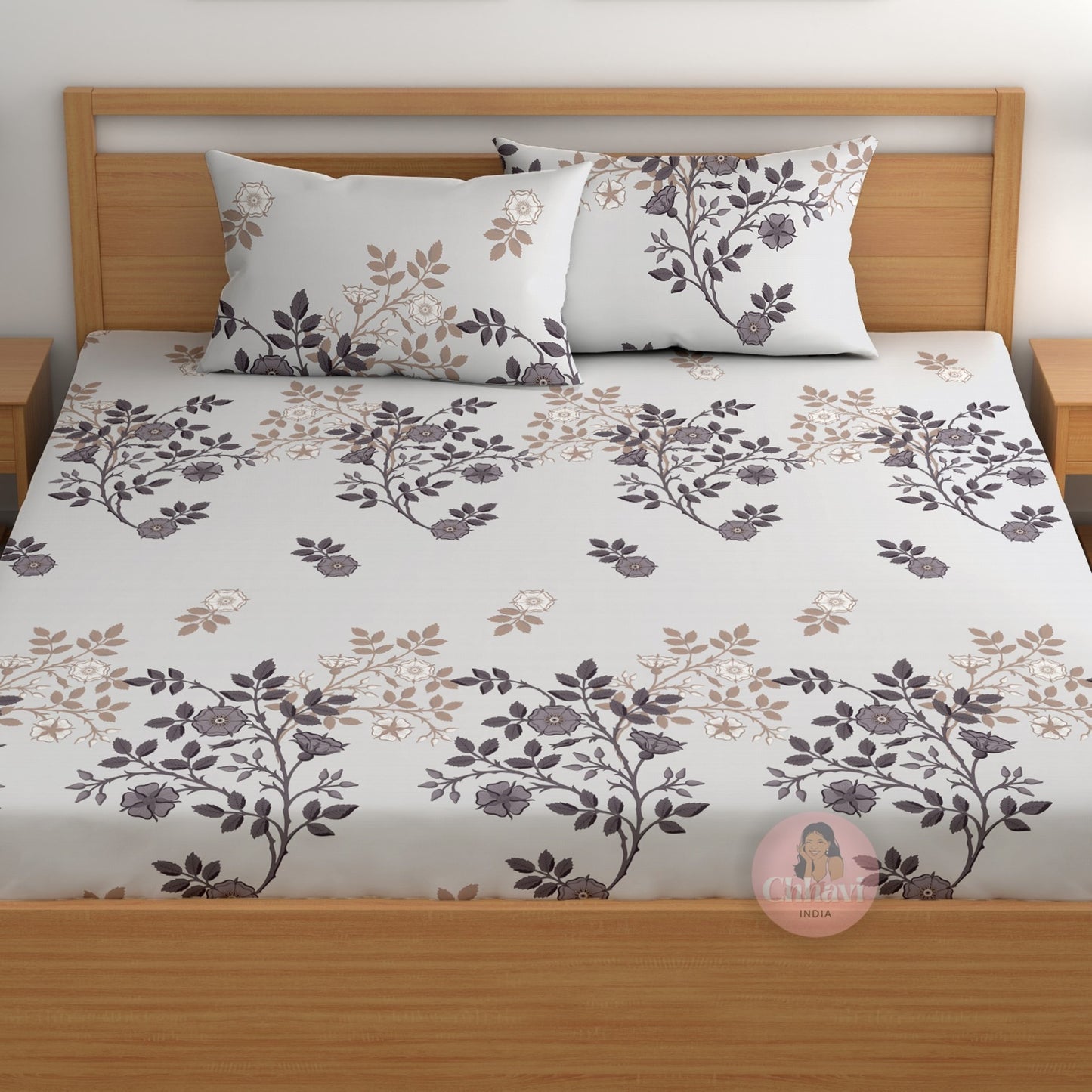 CHHAVI INDIA 180 TC Microfiber Printed Double Bedsheet With 2 Pillow Covers