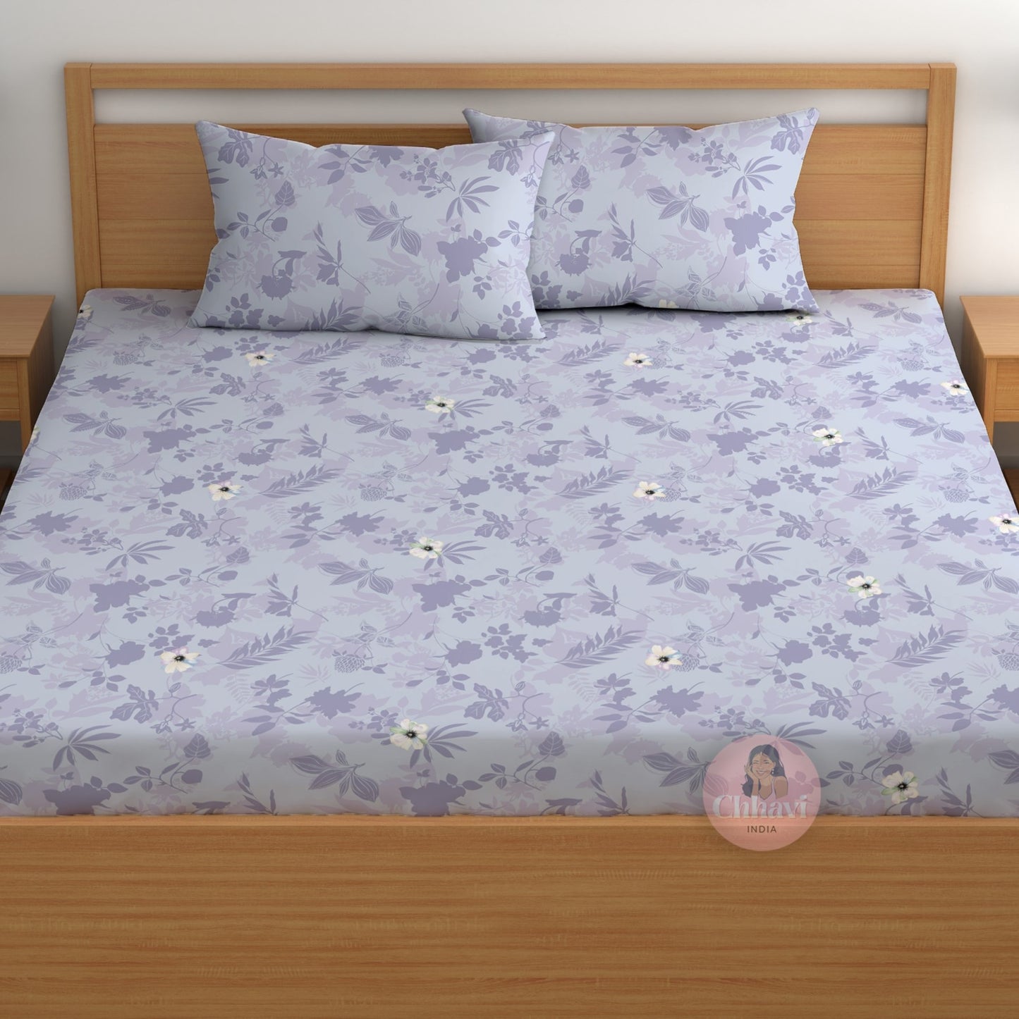 CHHAVI INDIA 180 TC Microfiber Double Fitted  Size Printed Bedsheet