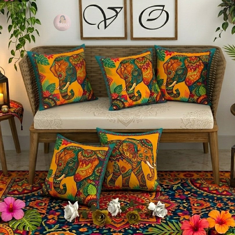 CHHAVI INDIA Microfiber Cushions Cover Pack of 5