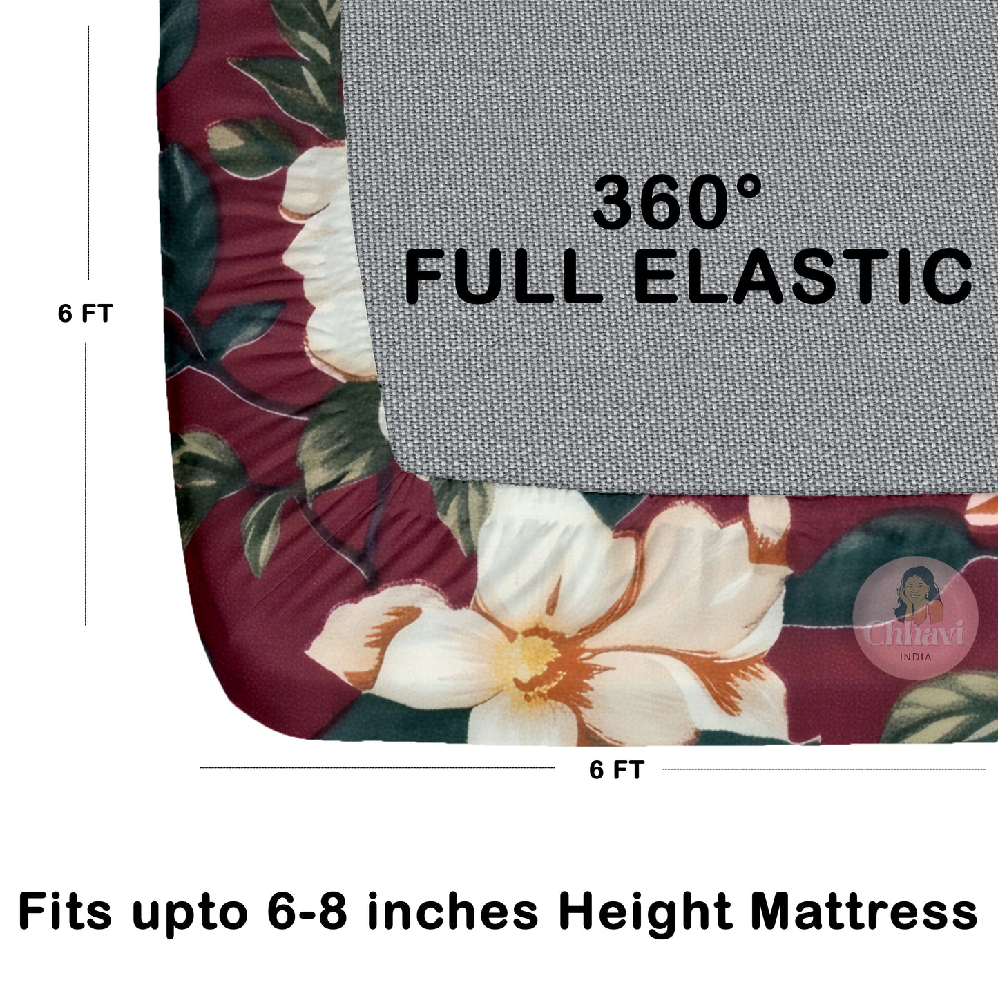 CHHAVI INDIA 210 TC Microfiber Double Fitted  Size Printed Bedsheet with pillow covers