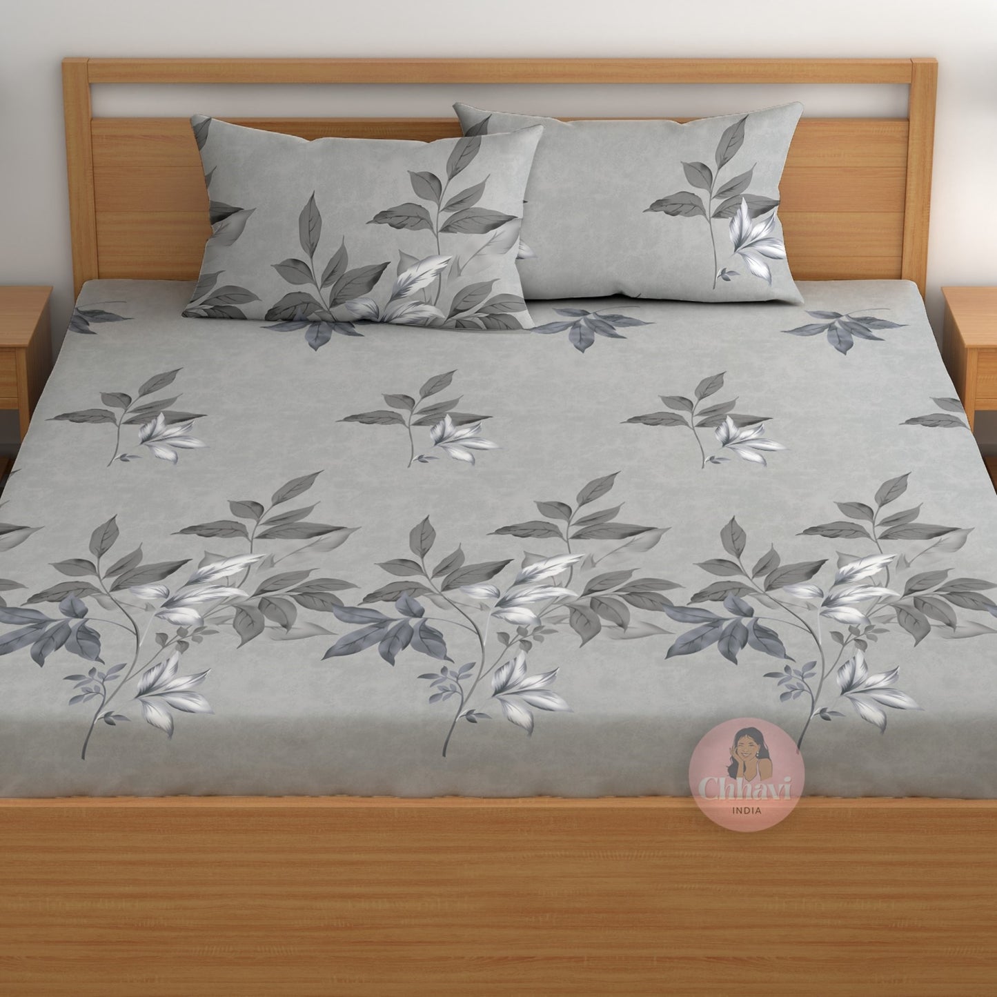 CHHAVI INDIA 180 TC Microfiber Double Fitted  Size Printed Bedsheet