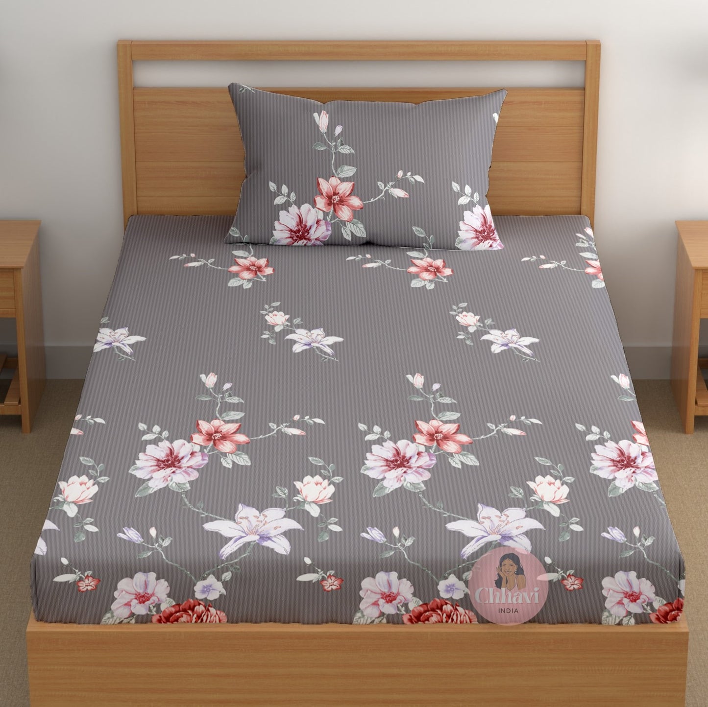 CHHAVI INDIA 180 TC Microfiber Printed Single Bedsheet With 1 Pillow Cover