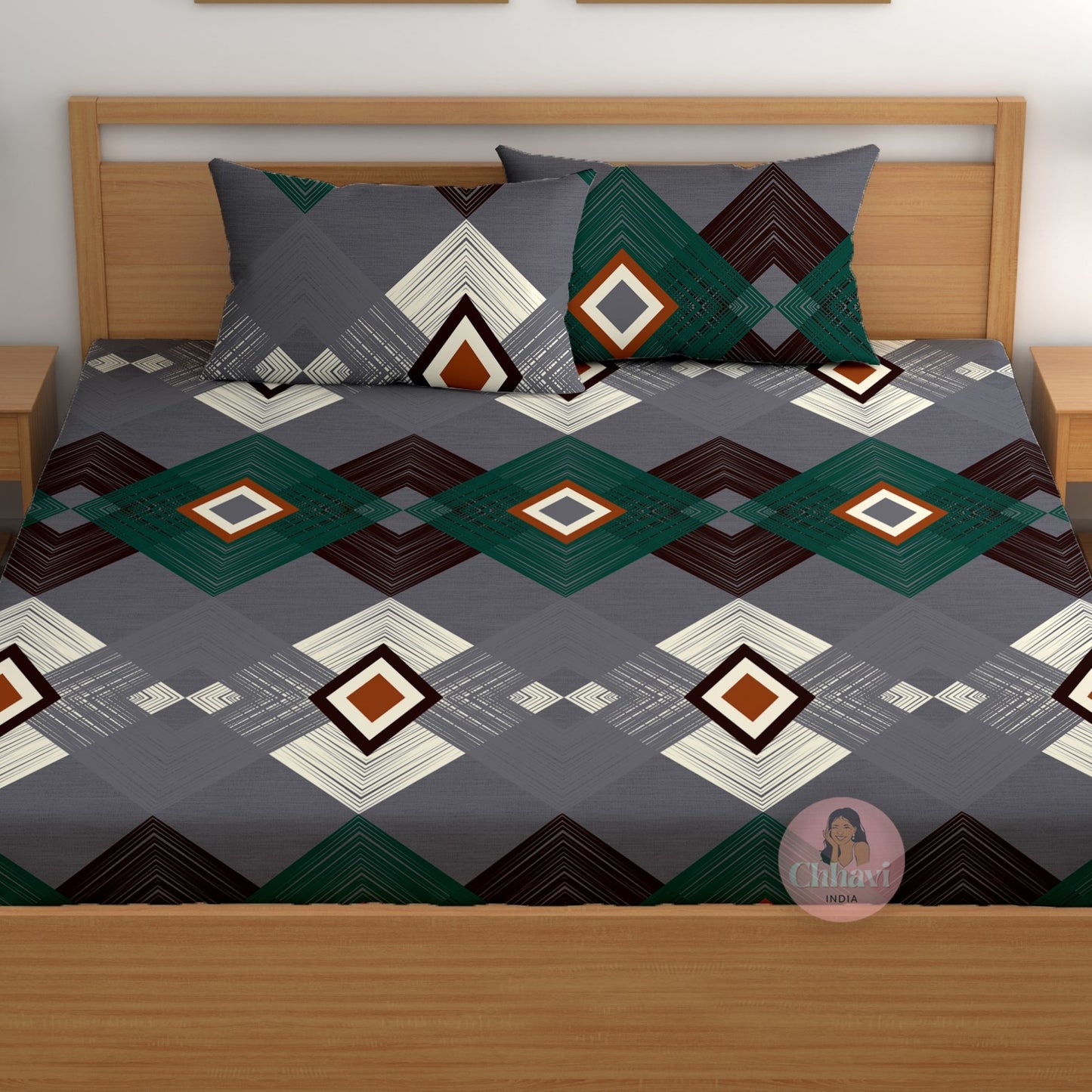CHHAVI INDIA 180 TC Microfiber Printed Double Bedsheet With 2 Pillow Covers