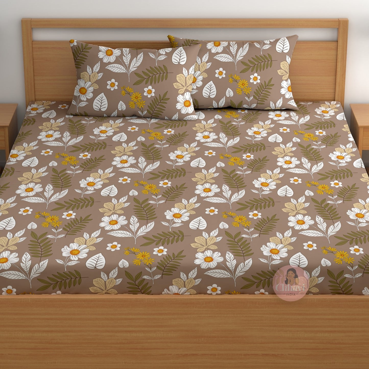 CHHAVI INDIA 180 TC Microfiber Printed Double Bedsheet With 2 Pillow Covers