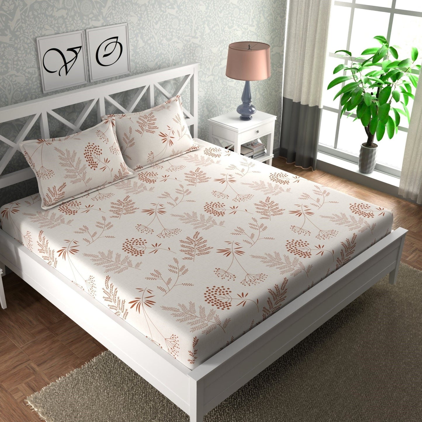 CHHAVI INDIA 210 TC Microfiber Printed King Size Bedsheet With Pillow Covers