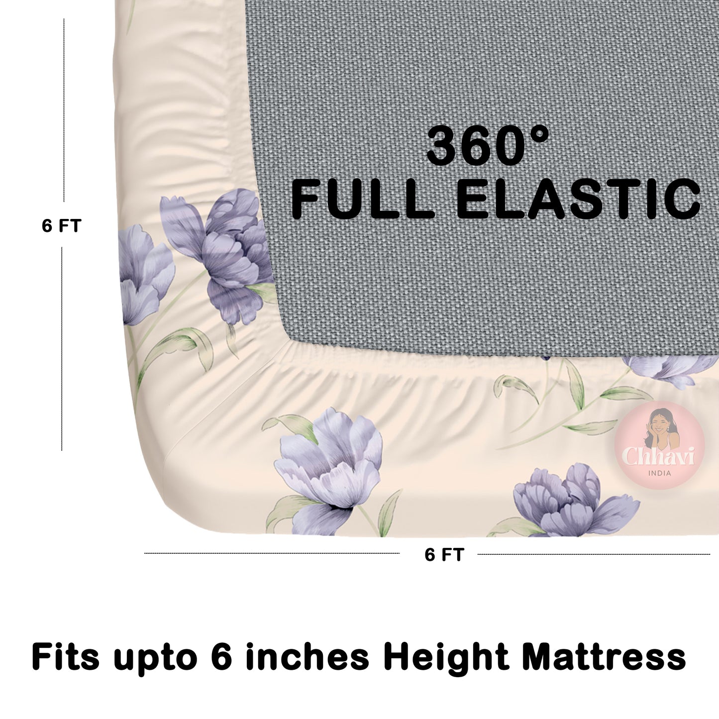 CHHAVI INDIA 210 TC Microfiber Double Fitted  Size Printed Bedsheet with pillow covers