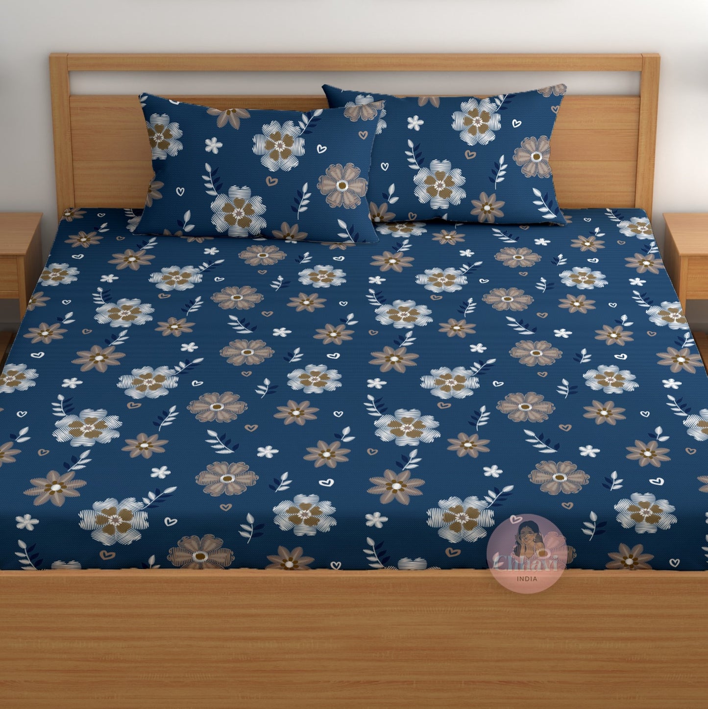 CHHAVI INDIA 180 TC Microfiber Double Fitted  Size Printed Bedsheet