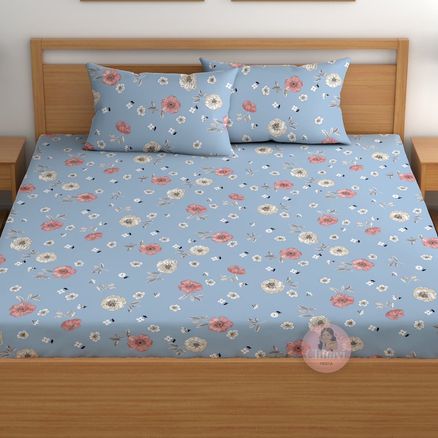 CHHAVI INDIA 180 TC Microfiber Printed Double Bedsheet With 2 Pillow Covers