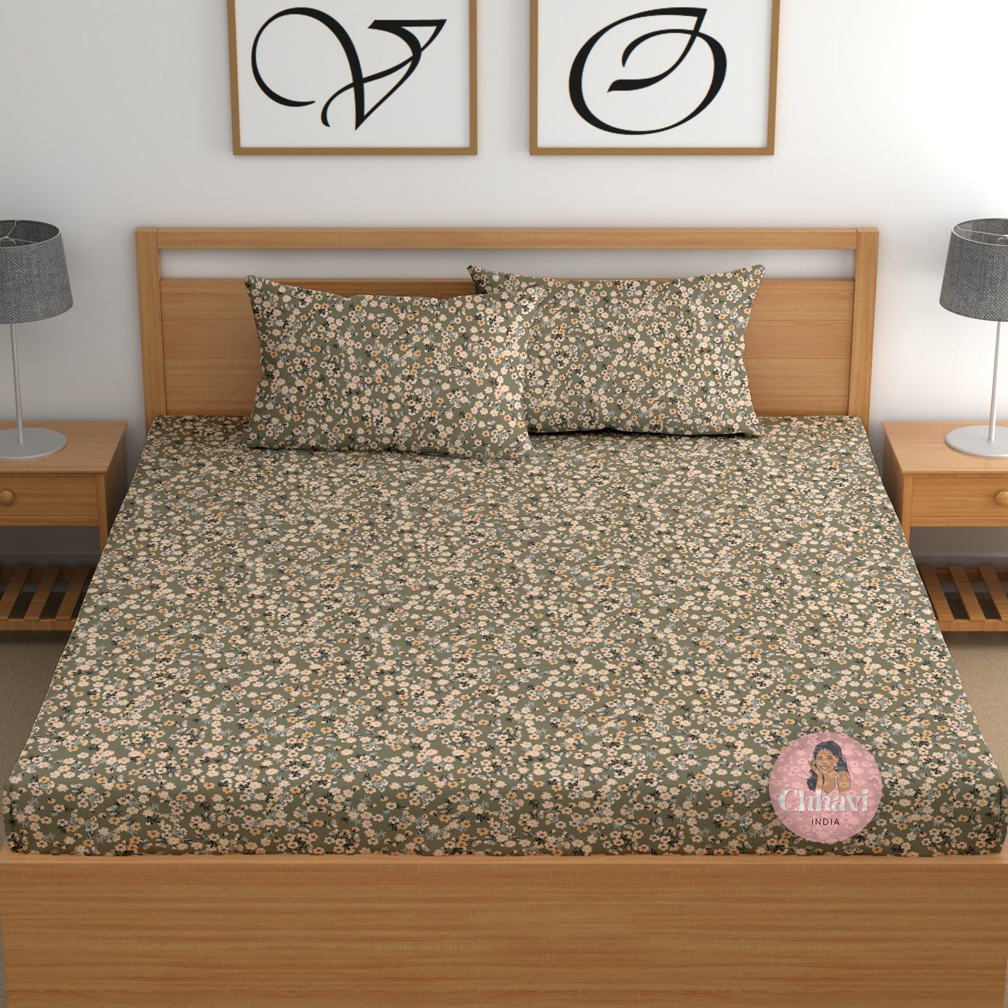 CHHAVI INDIA 210 TC Microfiber Printed Double Bedsheet With 2 Pillow Covers