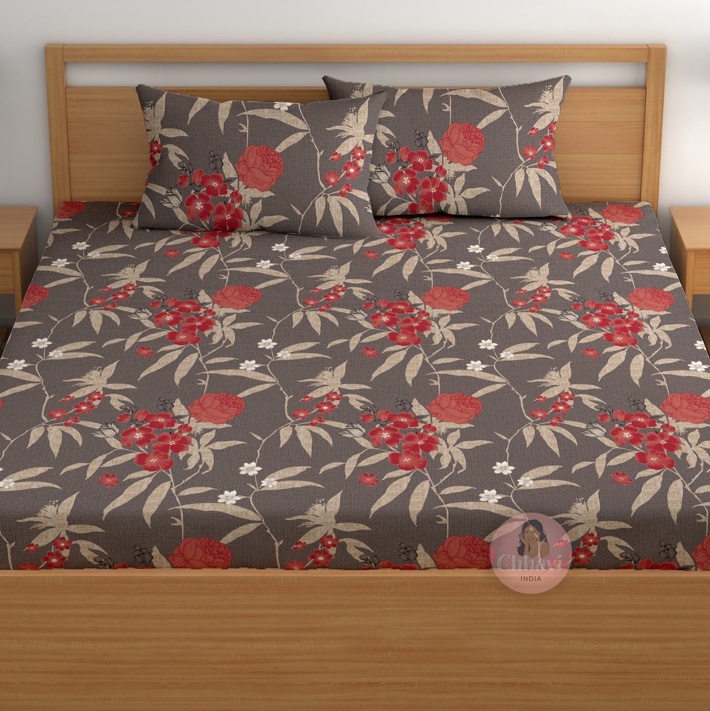 CHHAVI INDIA 180 TC Microfiber Printed Double Bedsheet With 2 Pillow Covers