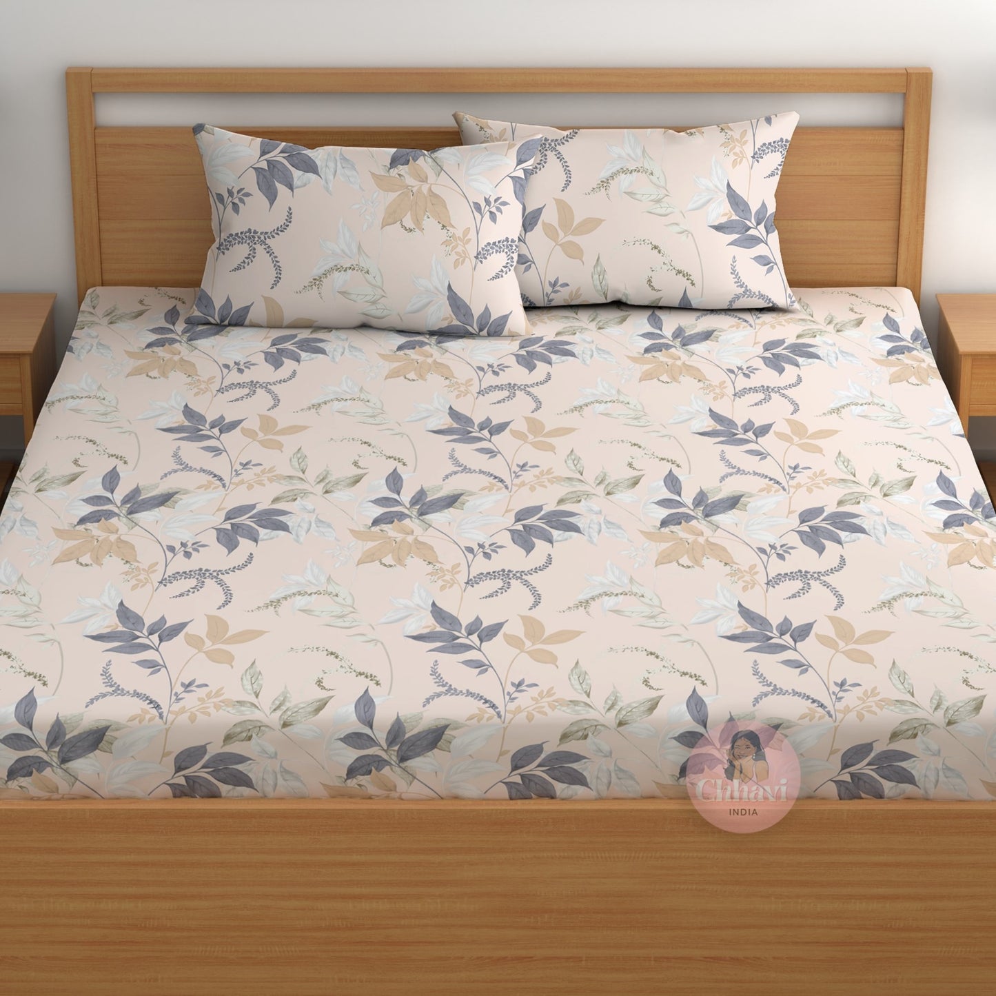 CHHAVI INDIA 180 TC Microfiber Double Fitted  Size Printed Bedsheet