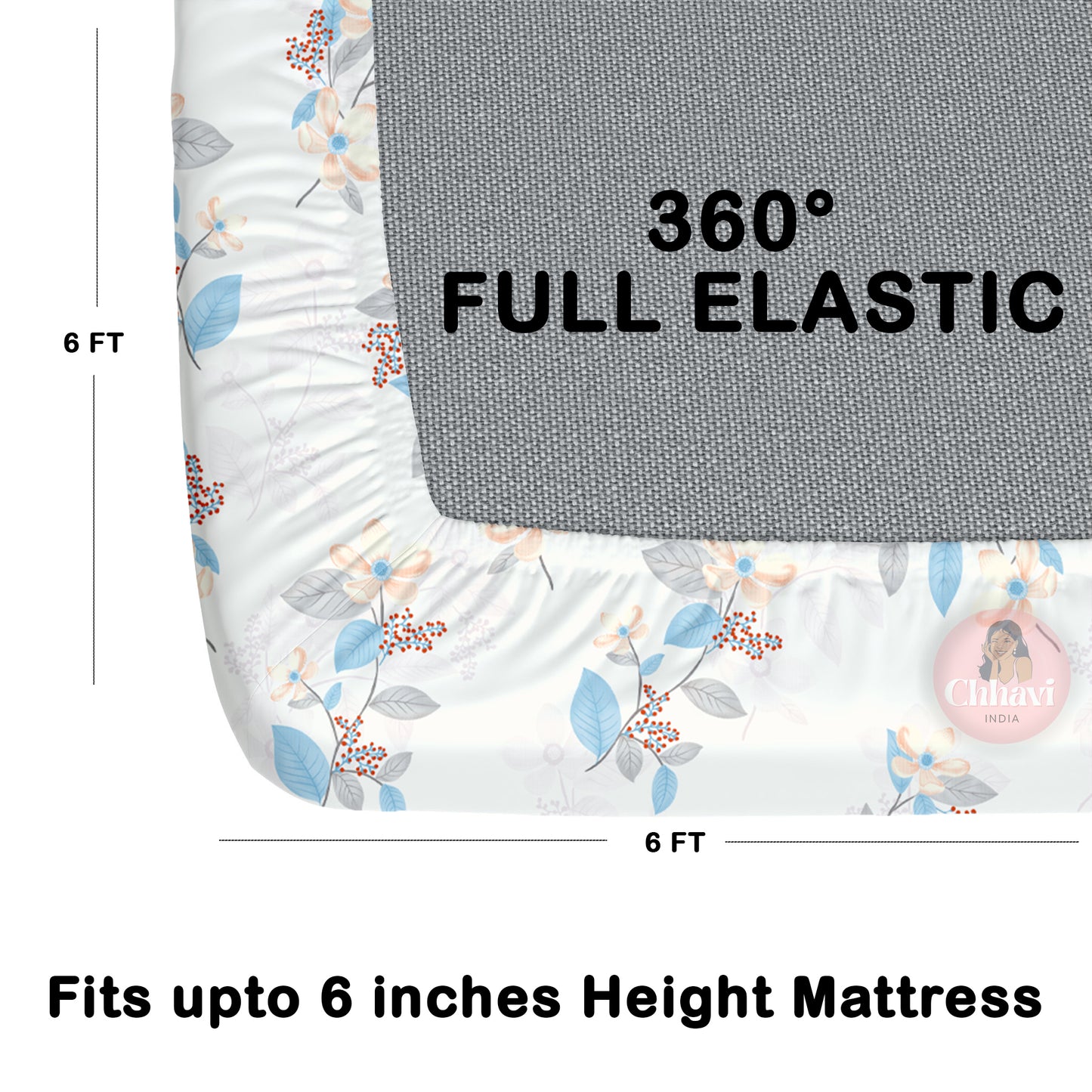 CHHAVI INDIA 210 TC Microfiber Double Fitted  Size Printed Bedsheet with pillow covers